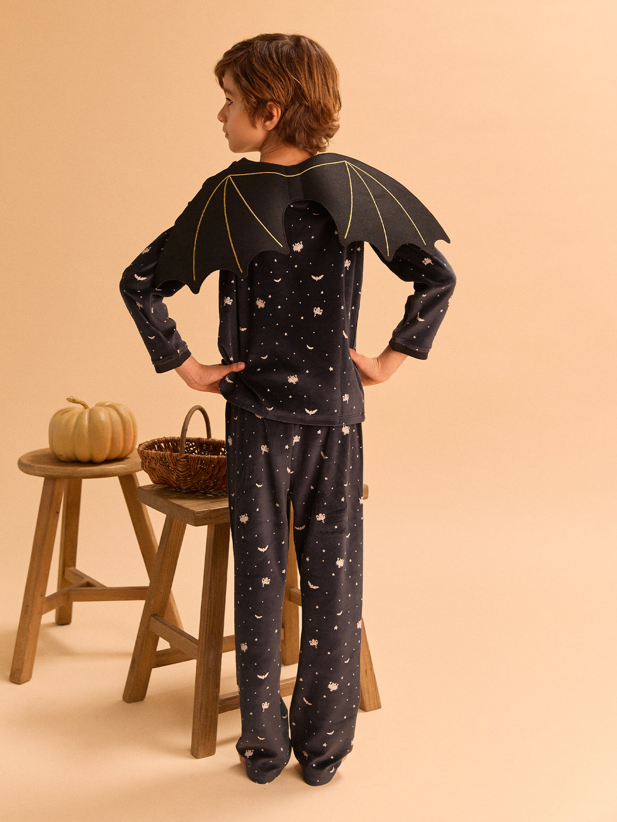 Black Halloween Pyjamas + Bat Wings for Boys