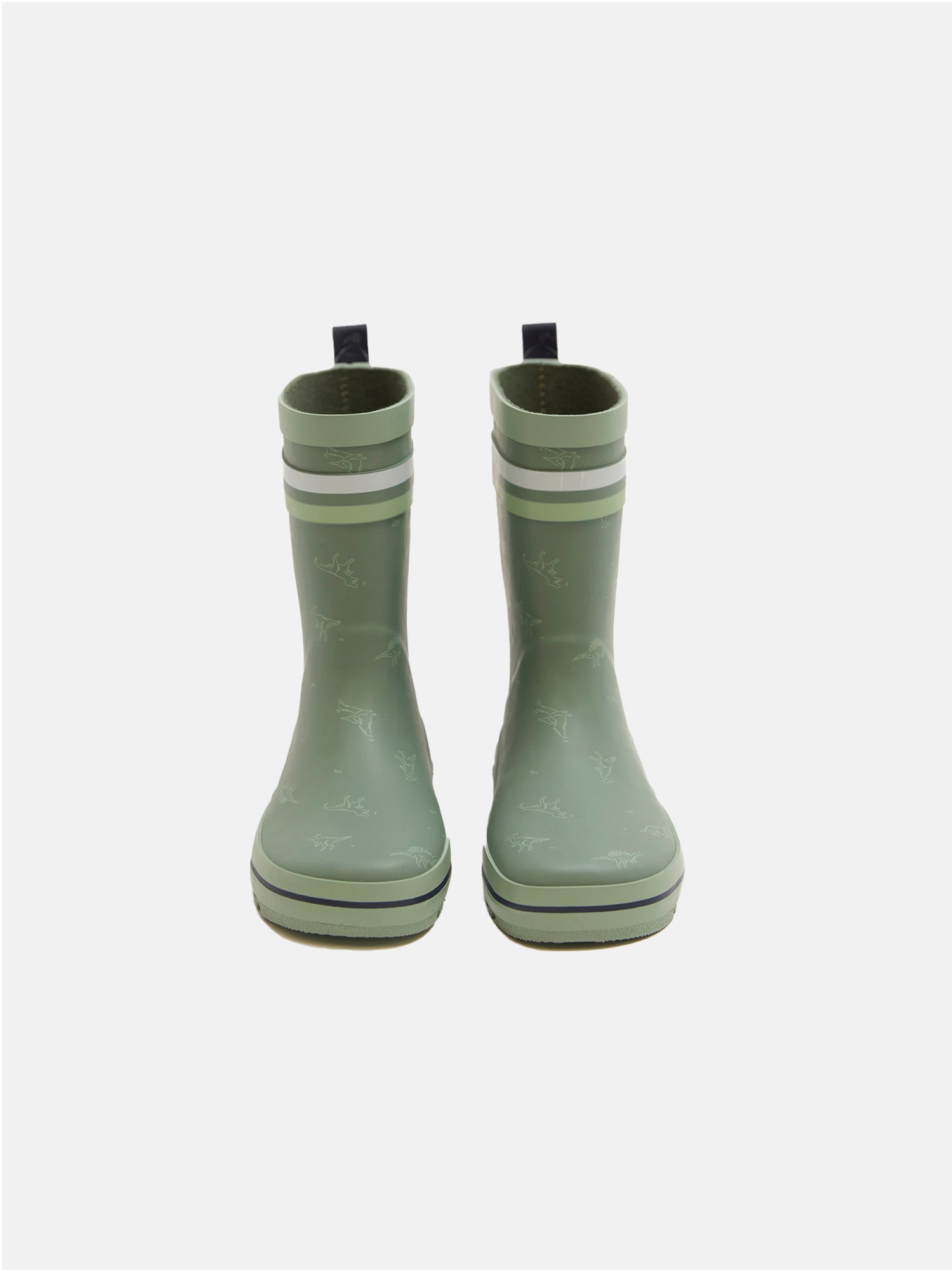 Green rain boots with dinosaur print for boys