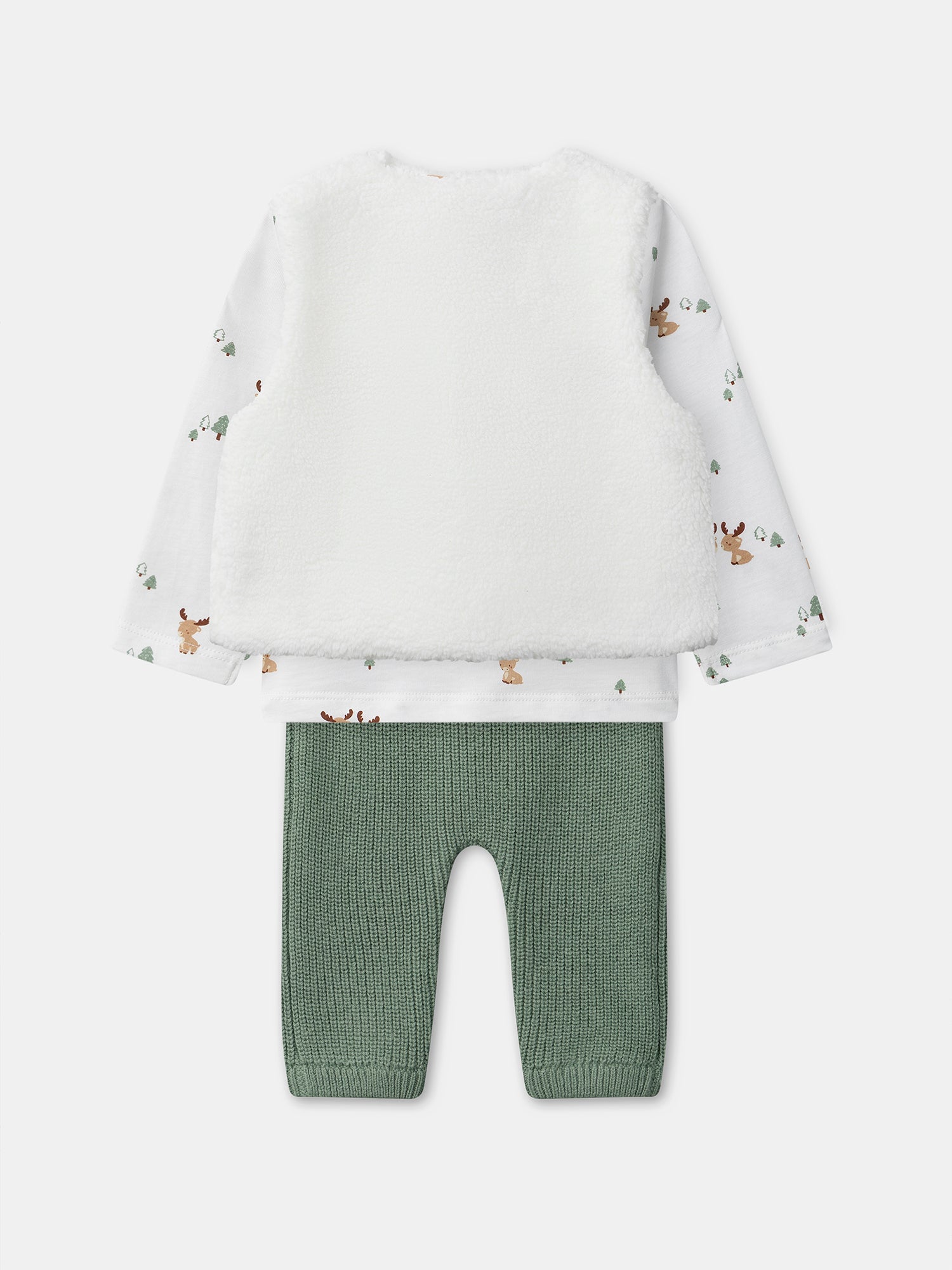 Boy's Birth Set with Printed T-Shirt + Vest + Pants