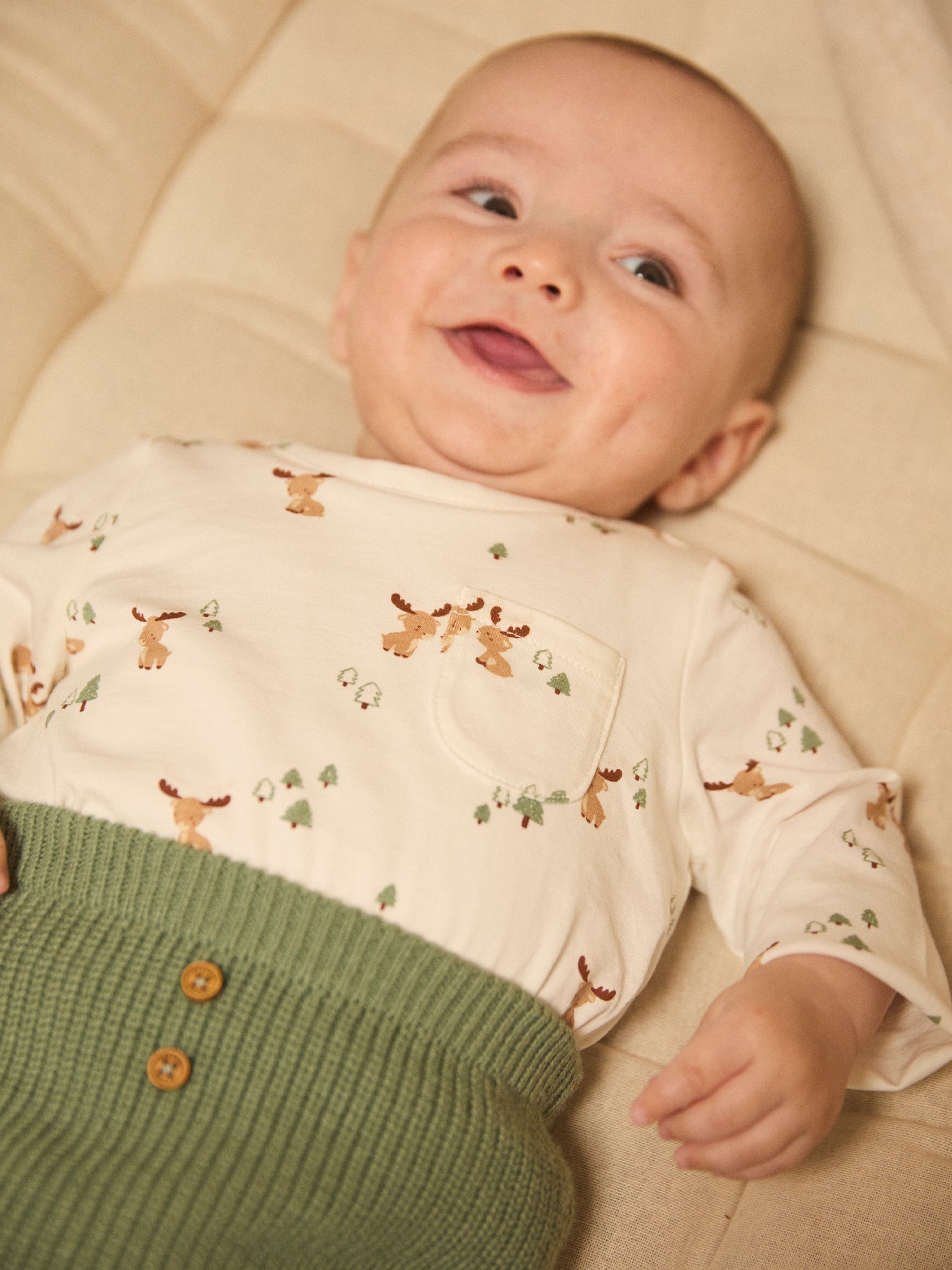 Boy's Birth Set with Printed T-Shirt + Vest + Pants