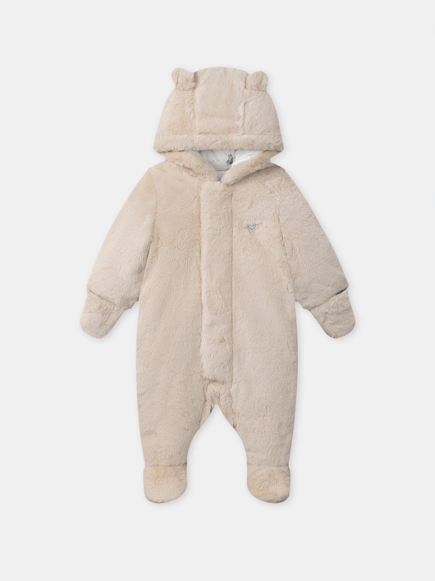 Beige Pilot Suit in Synthetic Fur for Newborn Unisex