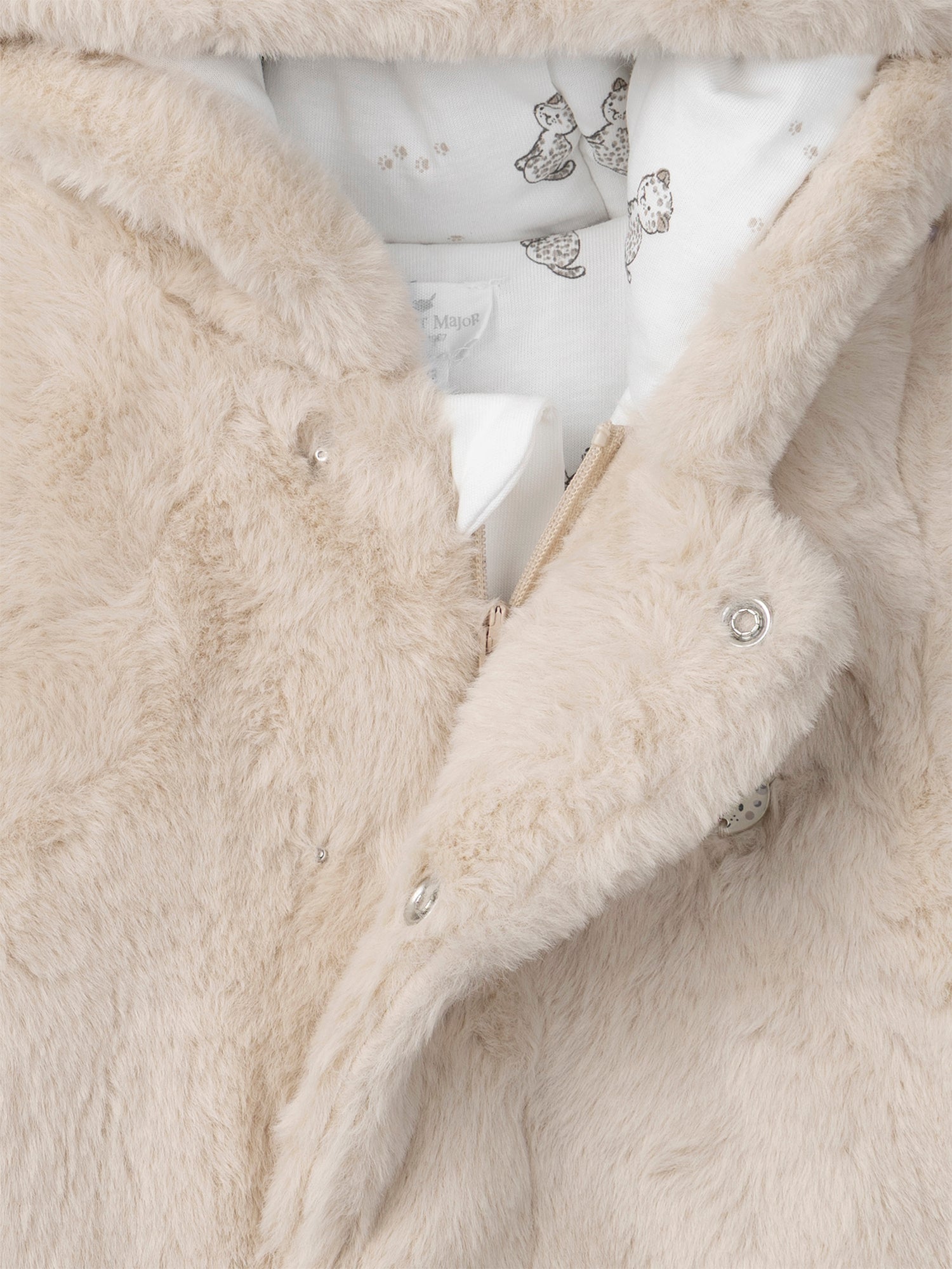 Beige Pilot Suit in Synthetic Fur for Newborn Unisex