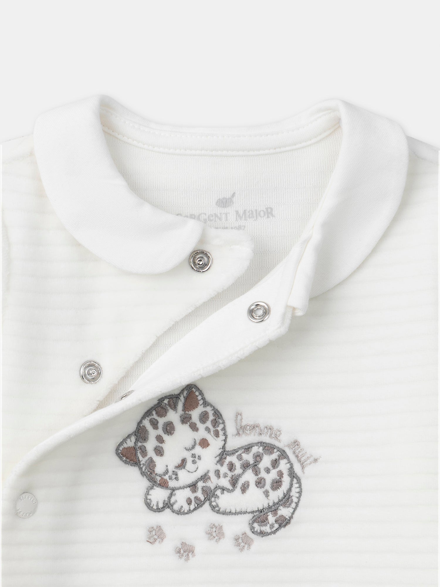 White Velour Sleepsuit with Collar for Mixed Birth