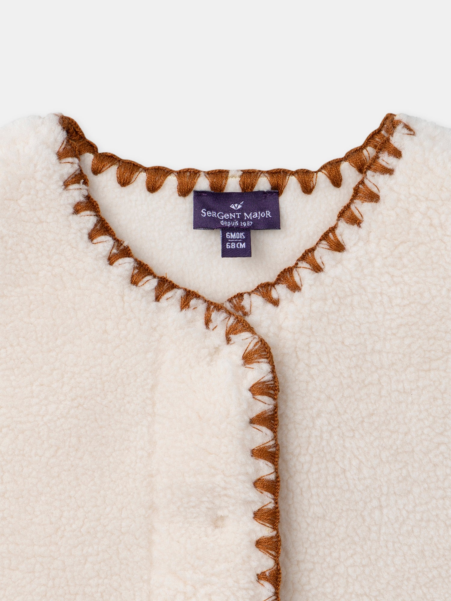 Ecru Sleeveless Cardigan for Baby Girls