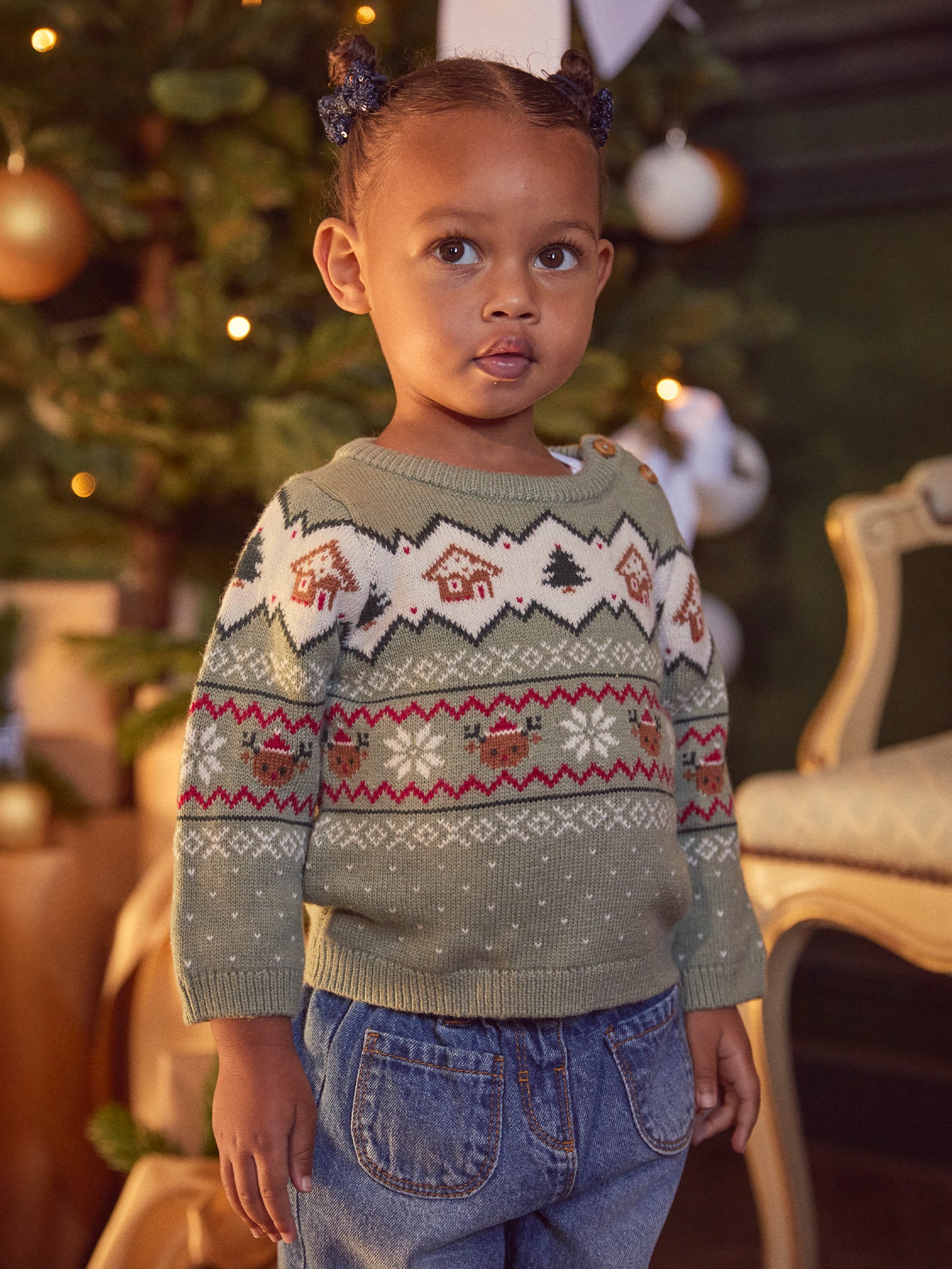 Sage Green Christmas Sweater Unisex Baby