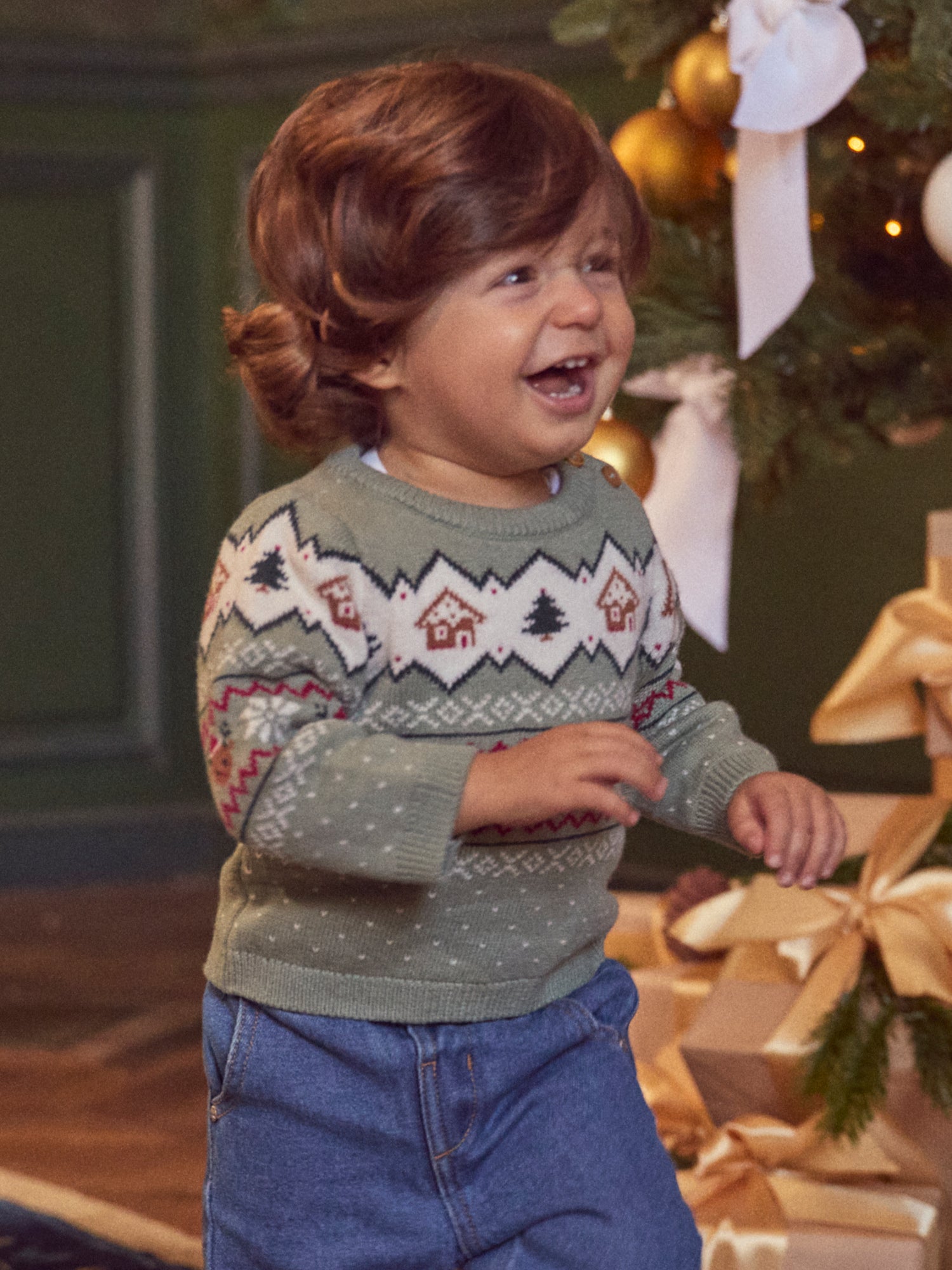 Sage Green Christmas Sweater Unisex Baby