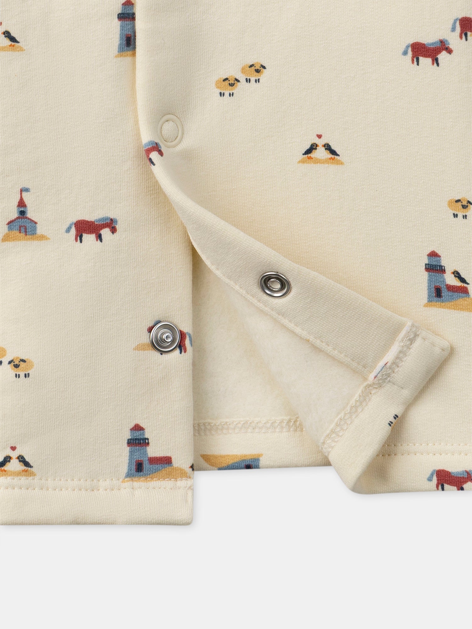 Long Sleeve Cream T-Shirt with Animal Print for Baby Boy