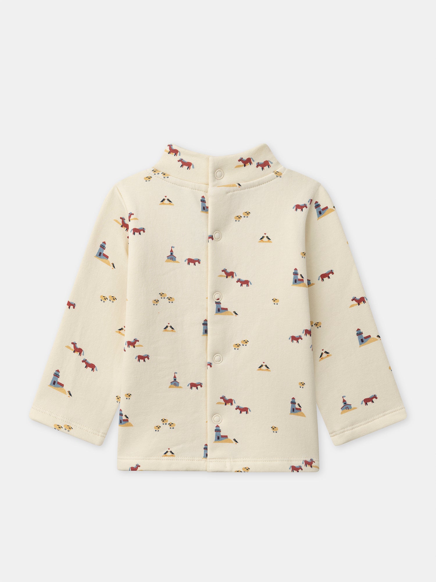 Long Sleeve Cream T-Shirt with Animal Print for Baby Boy