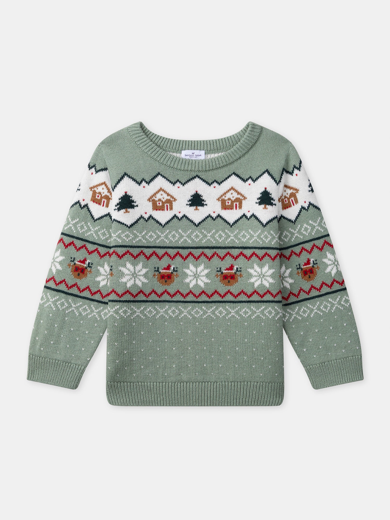 Sage green Christmas sweater for boys