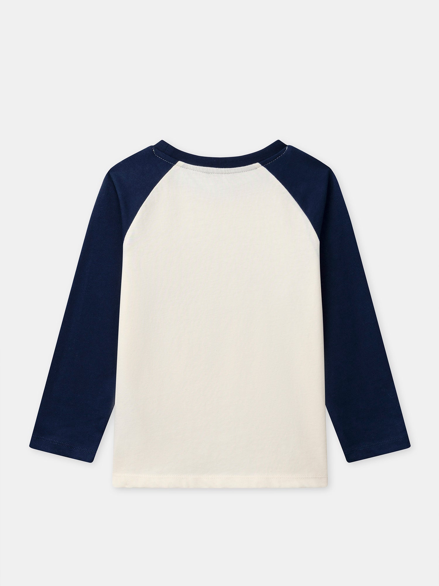 Blue and Ecru Long-Sleeve T-Shirt with Dinosaur Print for Boys