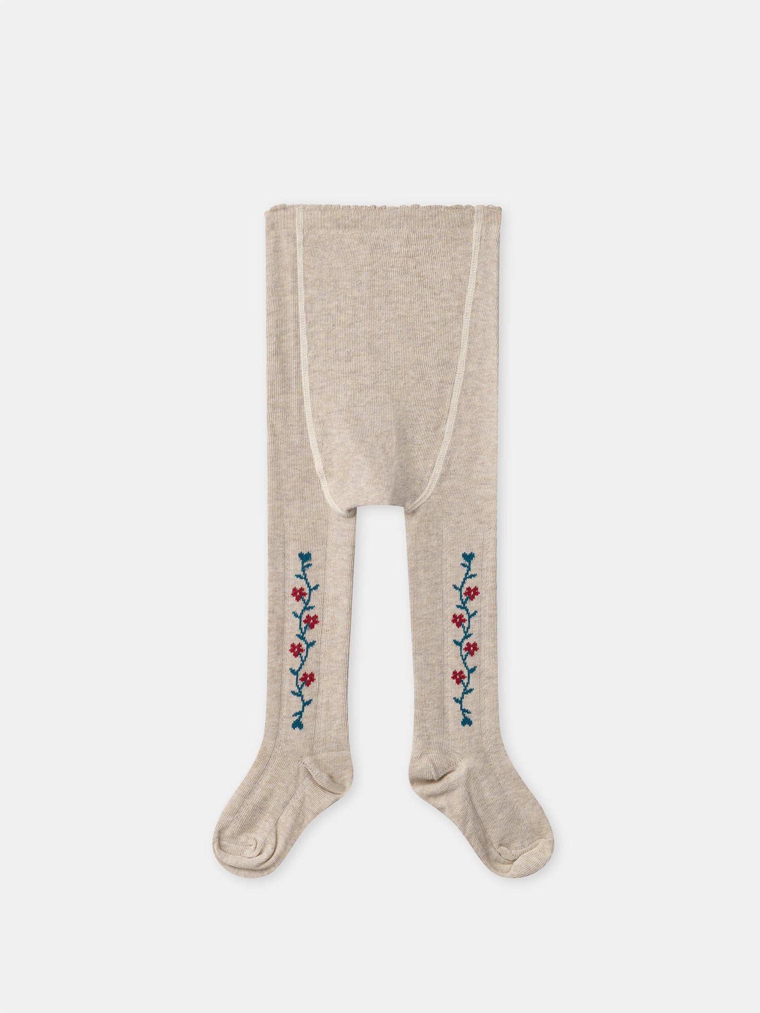 Beige Tights with Floral Pattern for Baby Girl