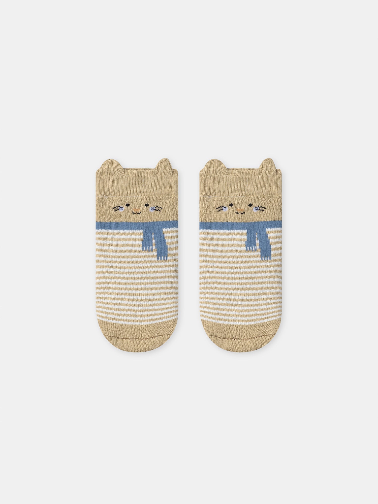 Brown socks with white stripes for baby boy