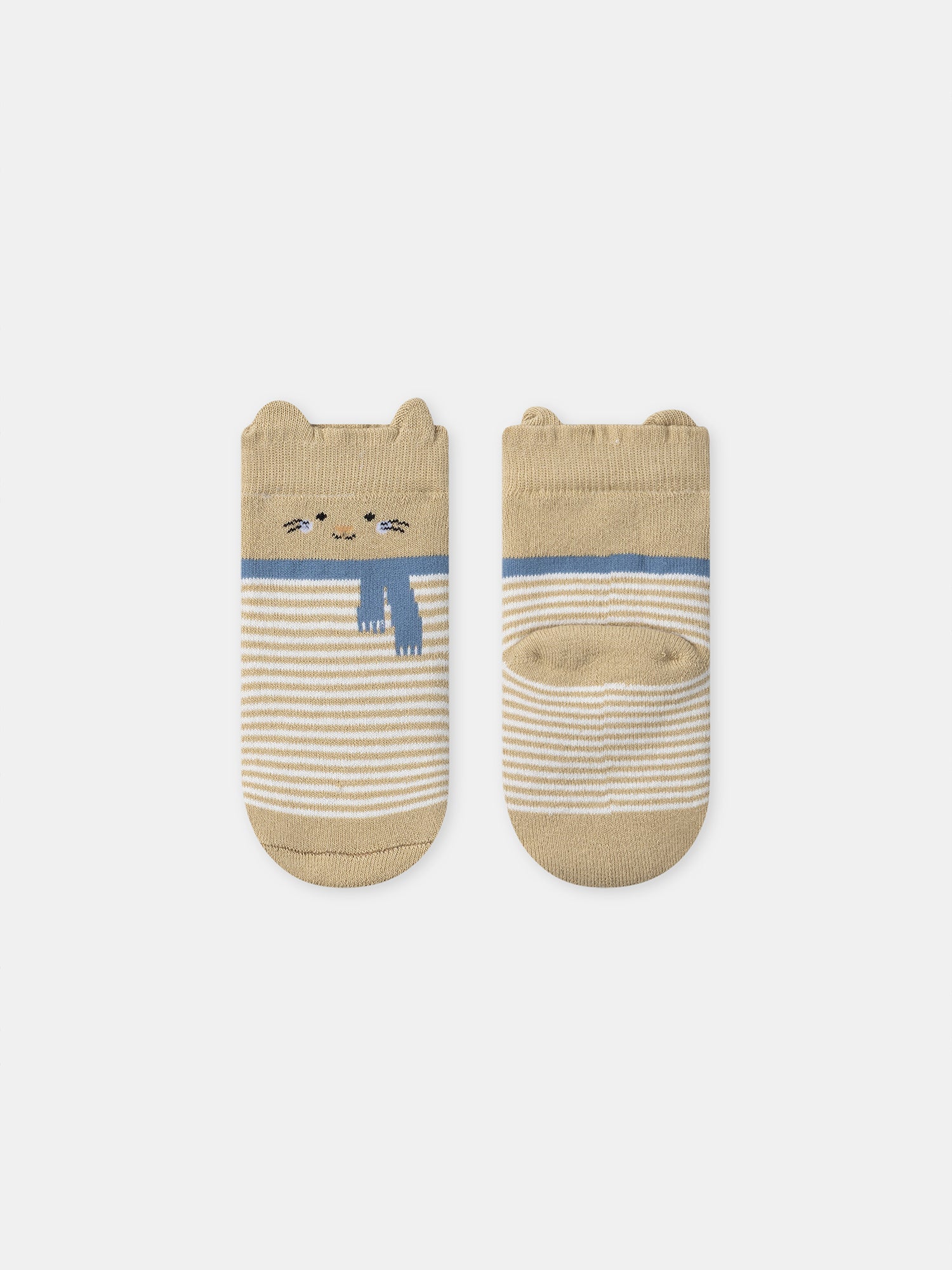 Brown socks with white stripes for baby boy