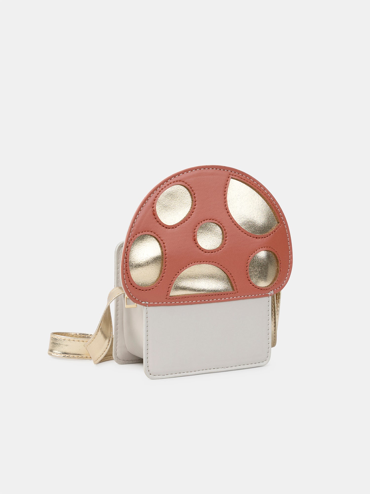 Tricolor Mushroom Bag with Shoulder Strap for Girls