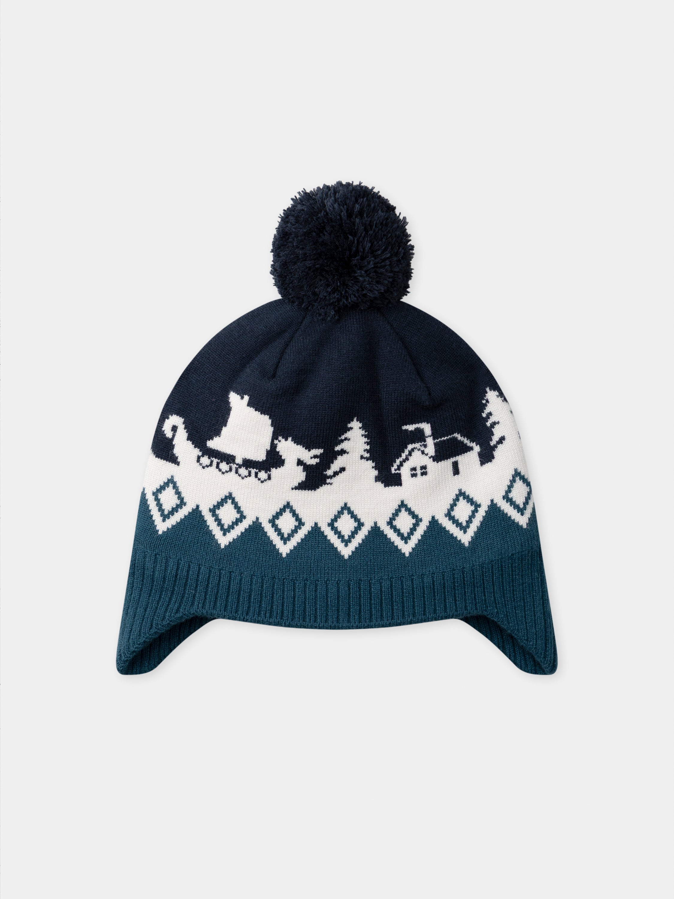 Beanie with Pompon and Jacquard Pattern for Boy