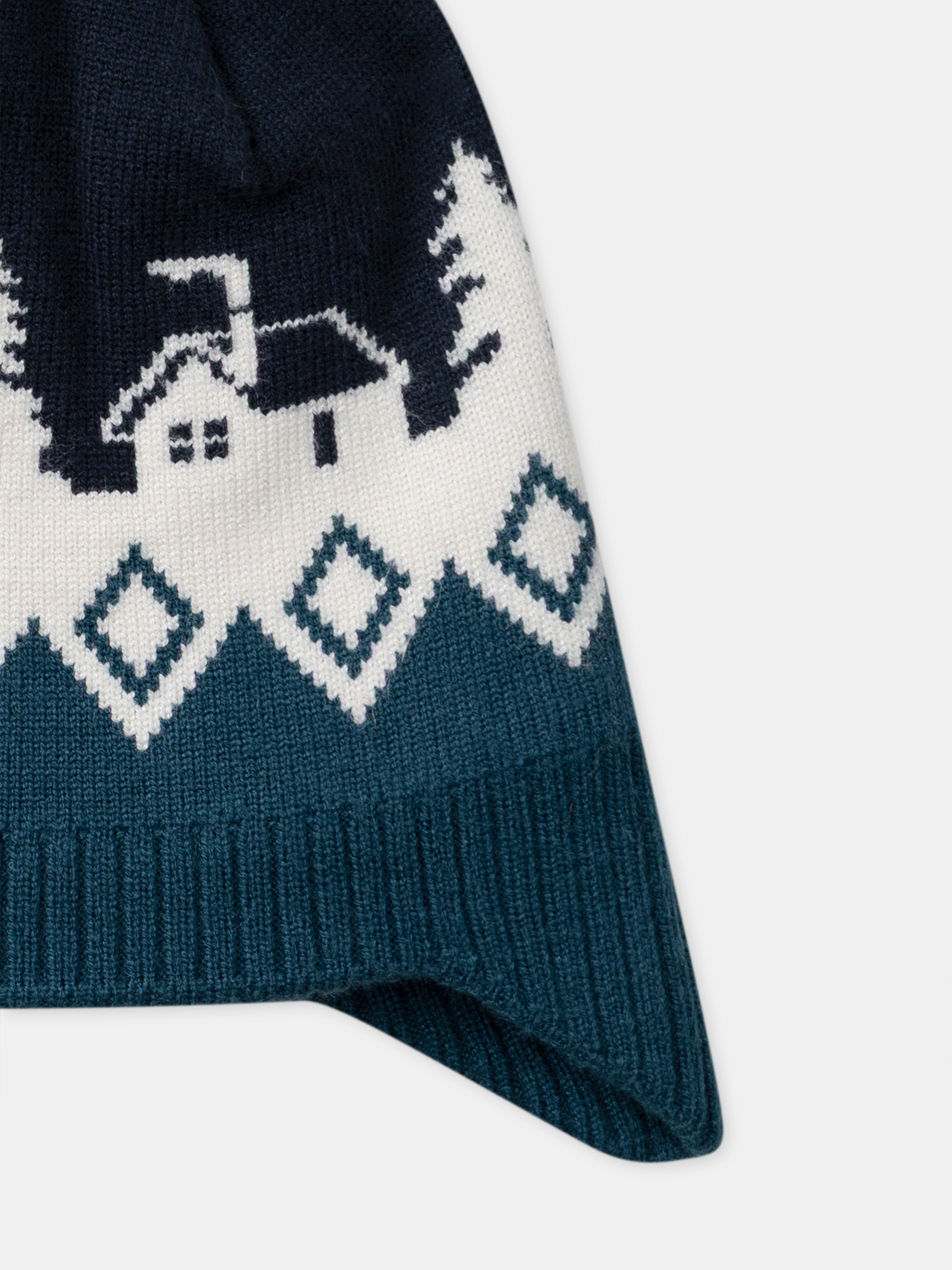 Beanie with Pompon and Jacquard Pattern for Boy