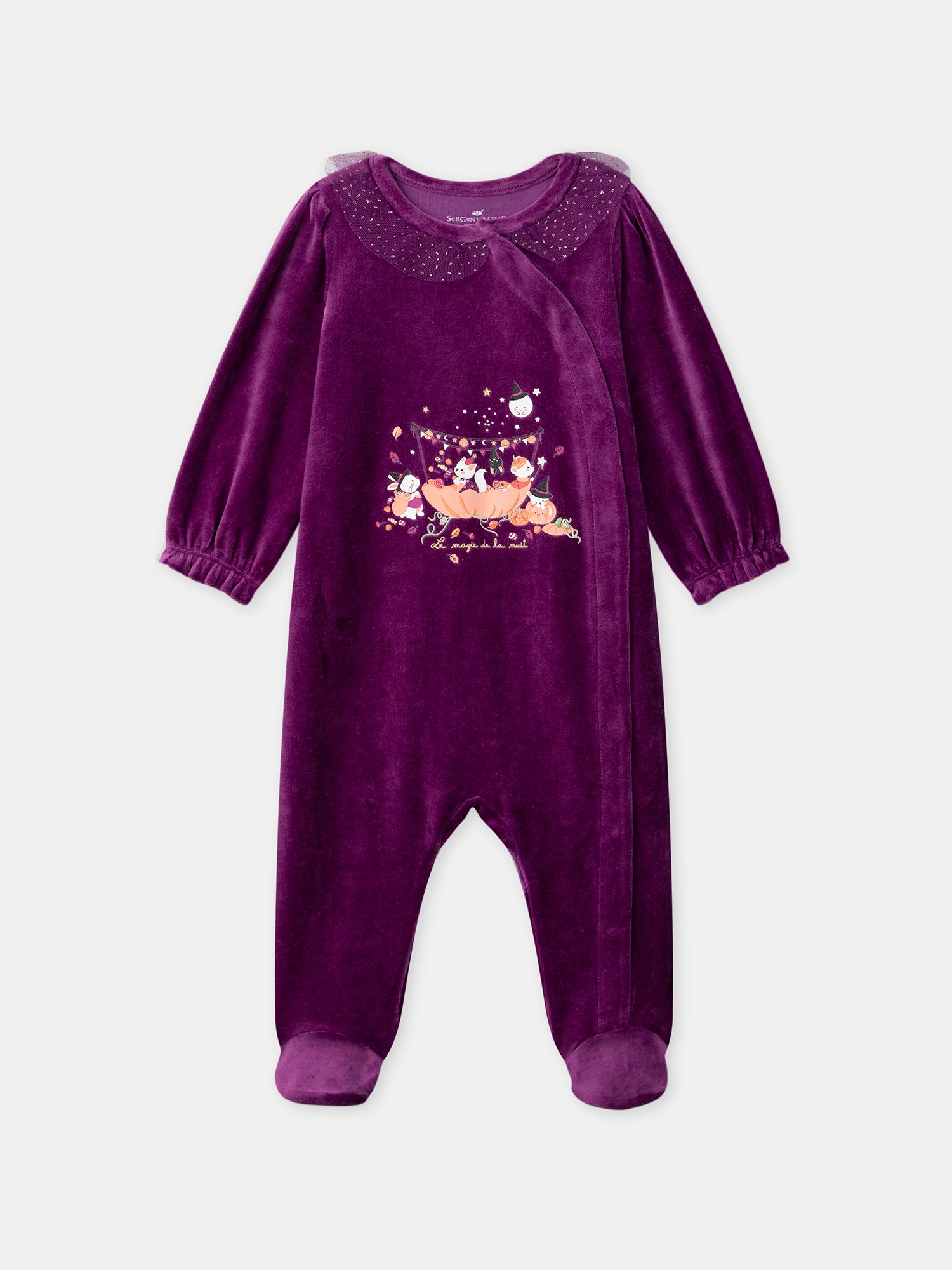 Purple velvet sleeping bag + Pumpkin hat Baby Girl