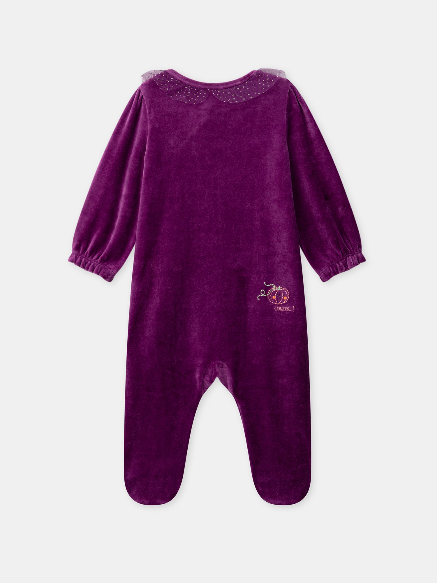 Purple velvet sleeping bag + Pumpkin hat Baby Girl