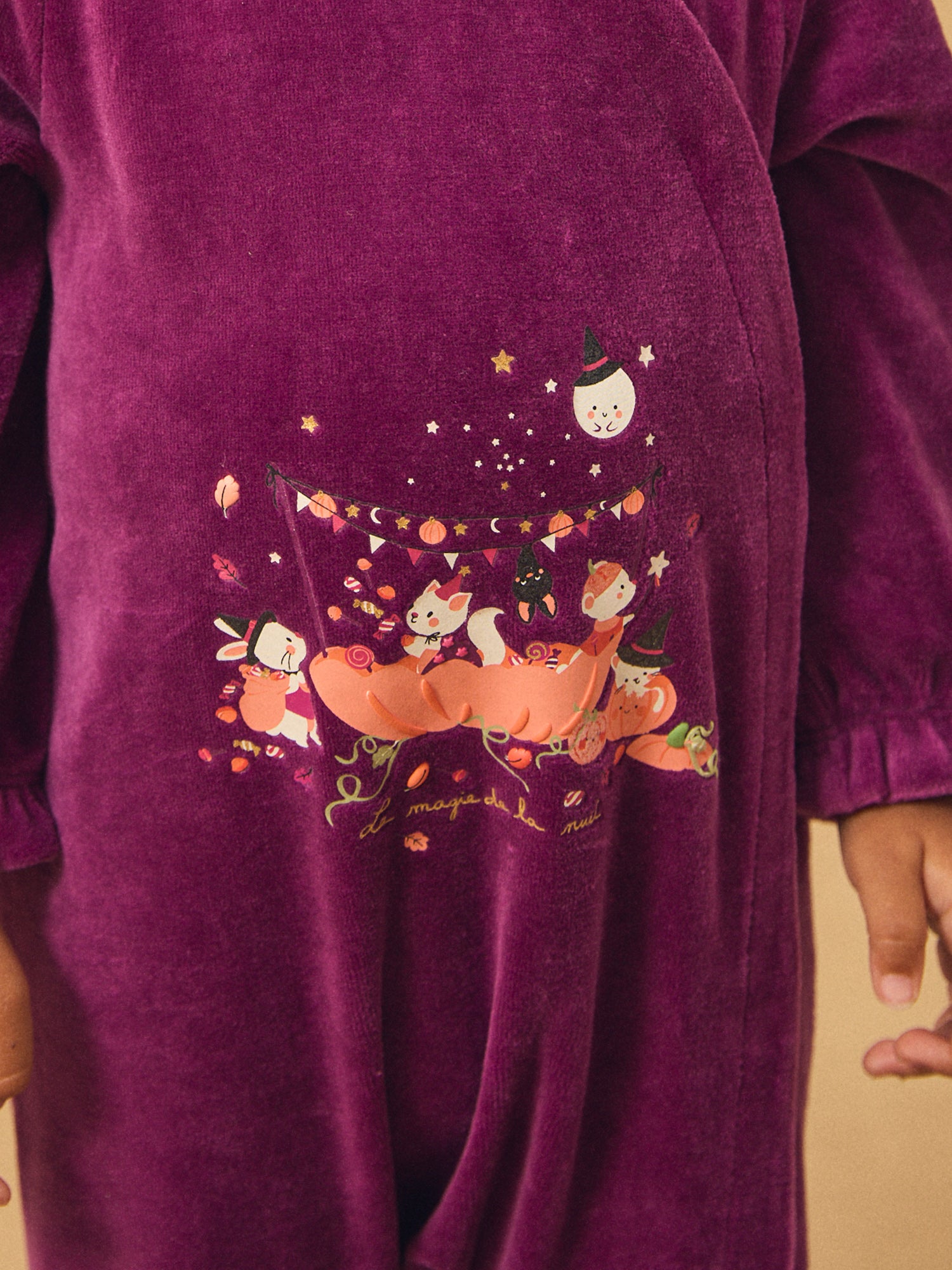 Purple velvet sleeping bag + Pumpkin hat Baby Girl