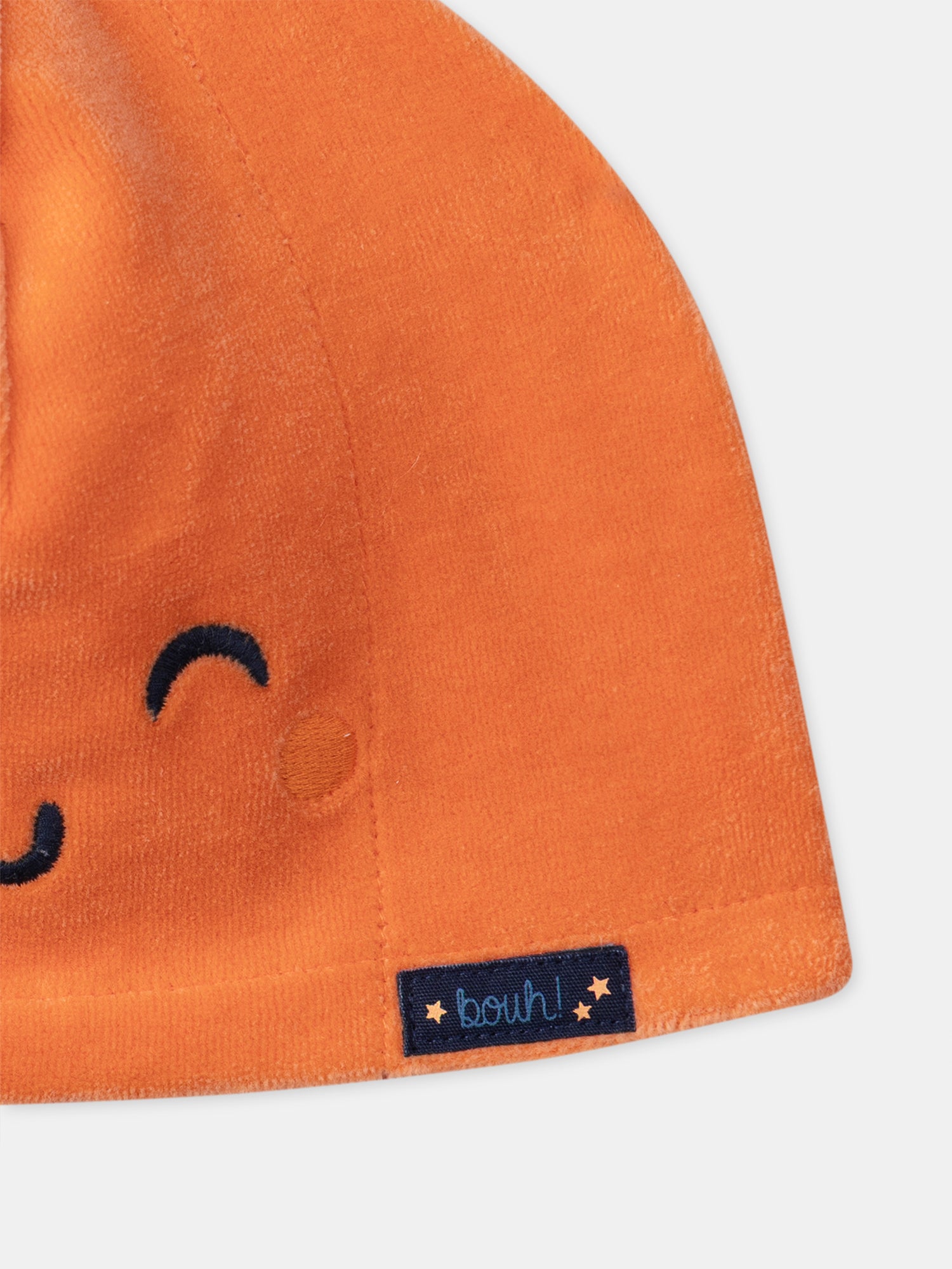 Navy Blue Velour Bodysuit + Pumpkin Hat for Baby Boy