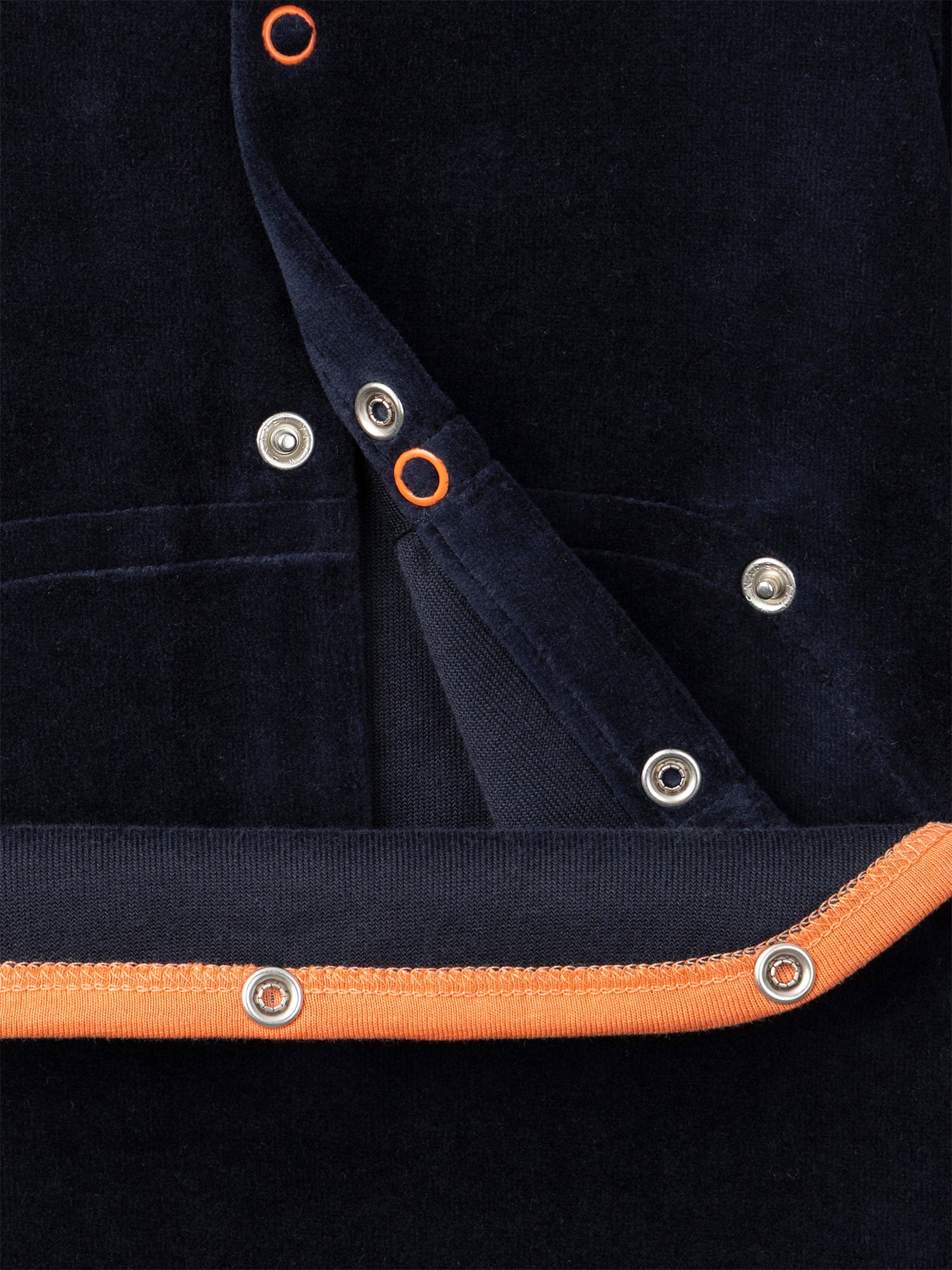 Navy Blue Velour Bodysuit + Pumpkin Hat for Baby Boy