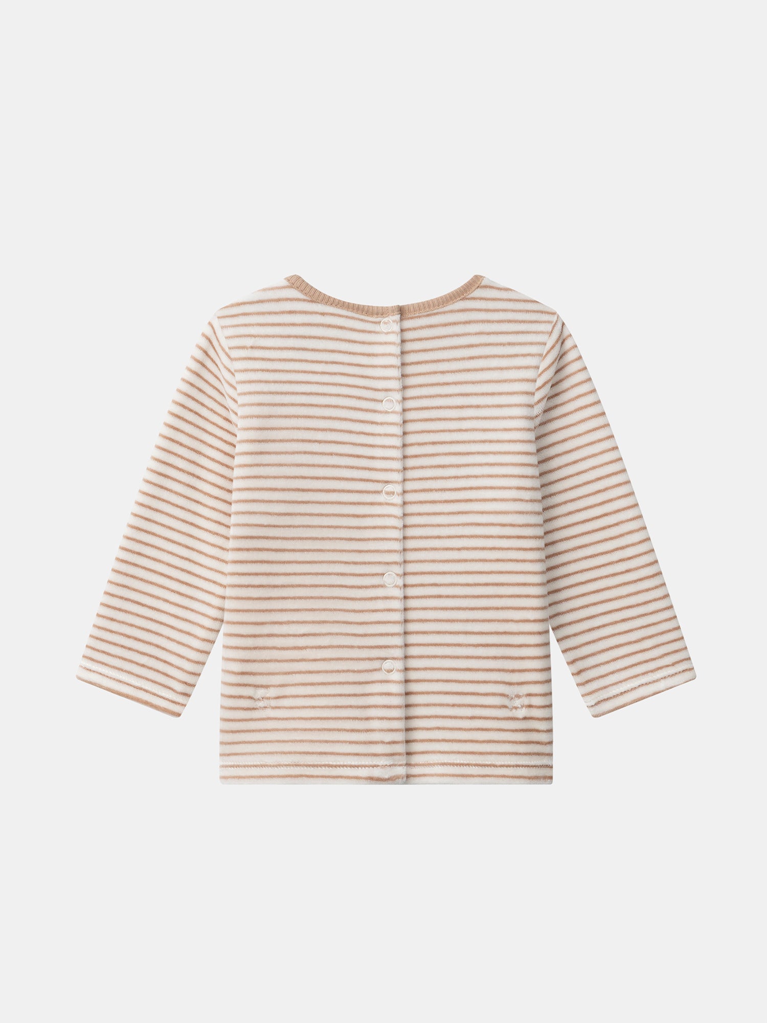 Ecru striped pajama with rabbit for Baby Boy