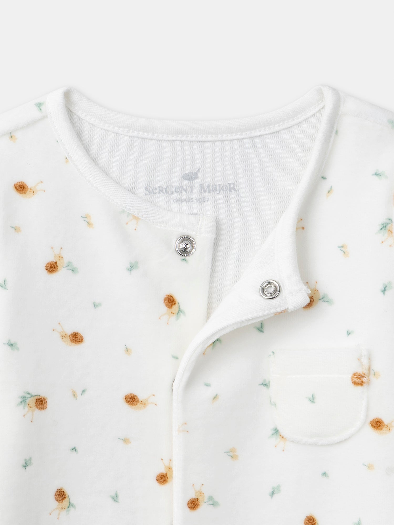 Ecru snail print bodysuit for newborns Unisex