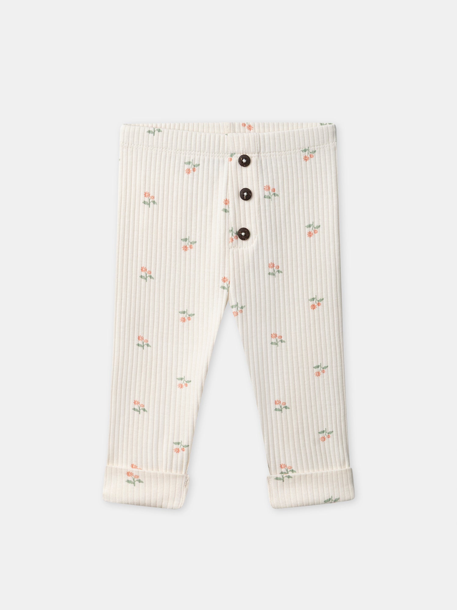 Ivory Floral Print Leggings for Baby Girl
