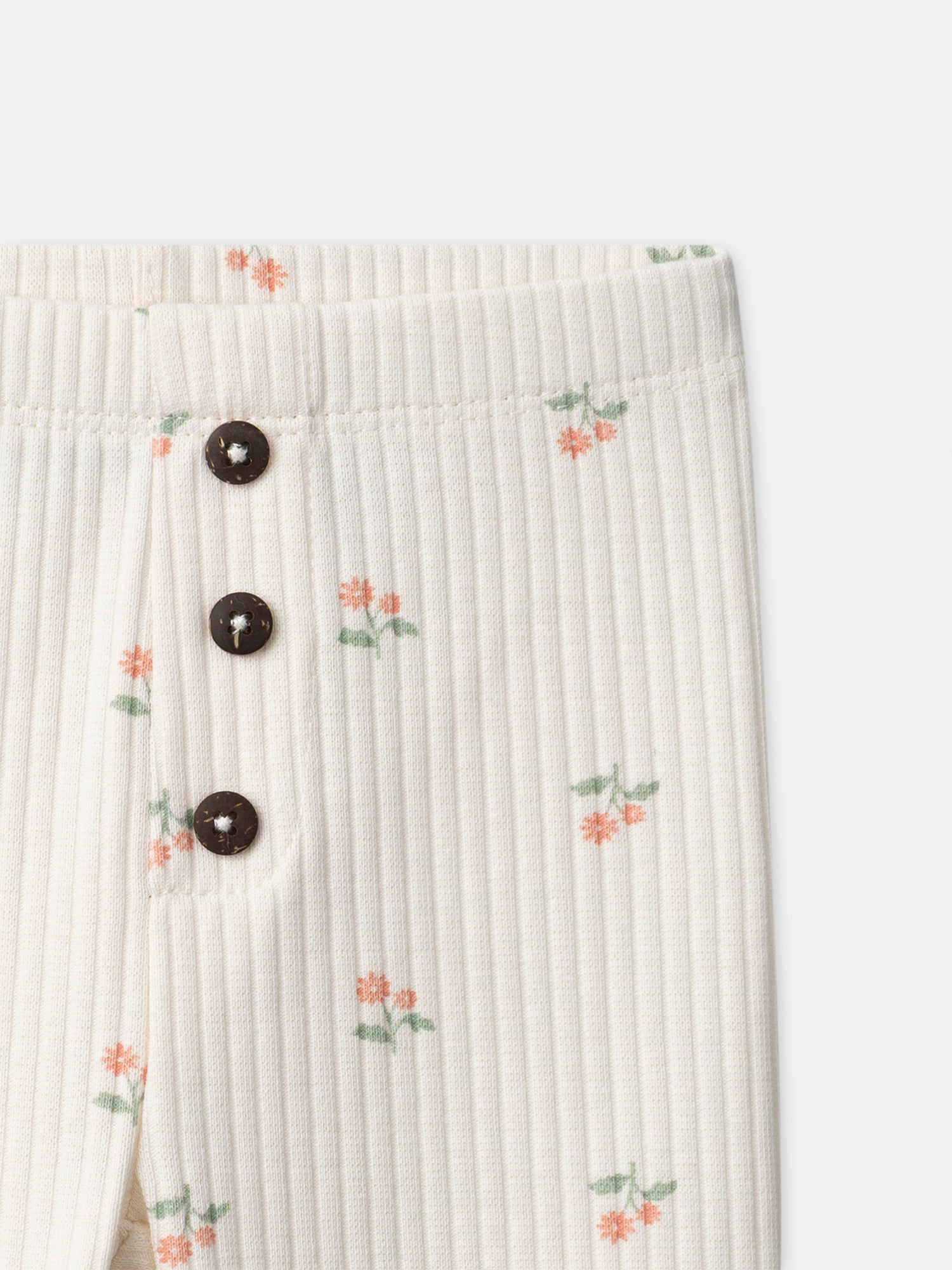 Ivory Floral Print Leggings for Baby Girl