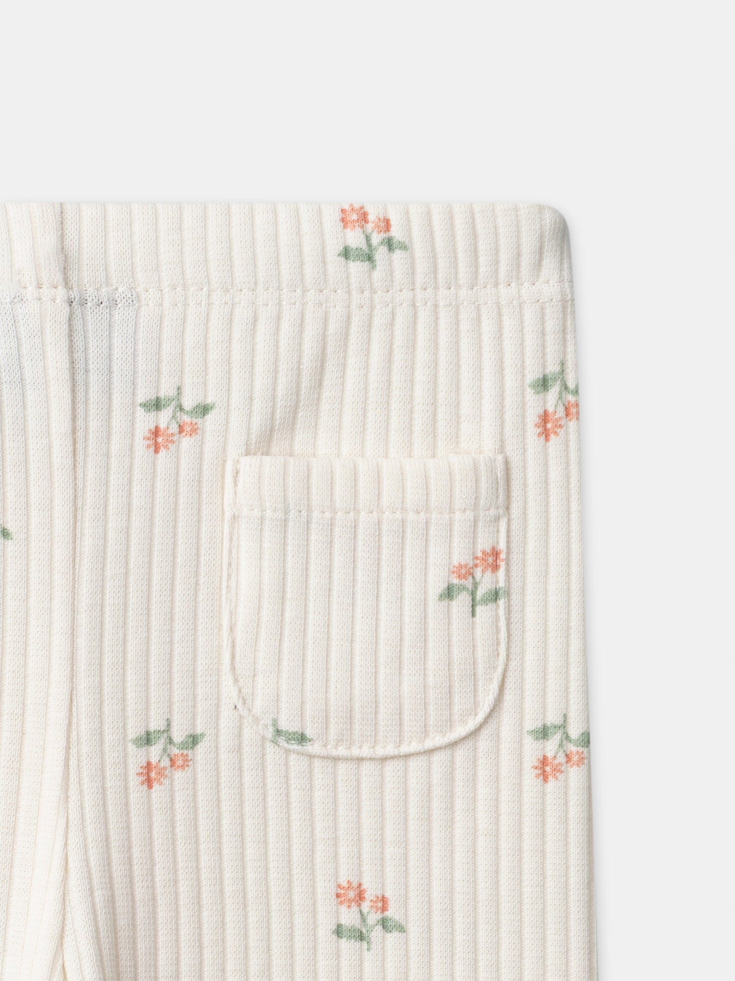 Ivory Floral Print Leggings for Baby Girl