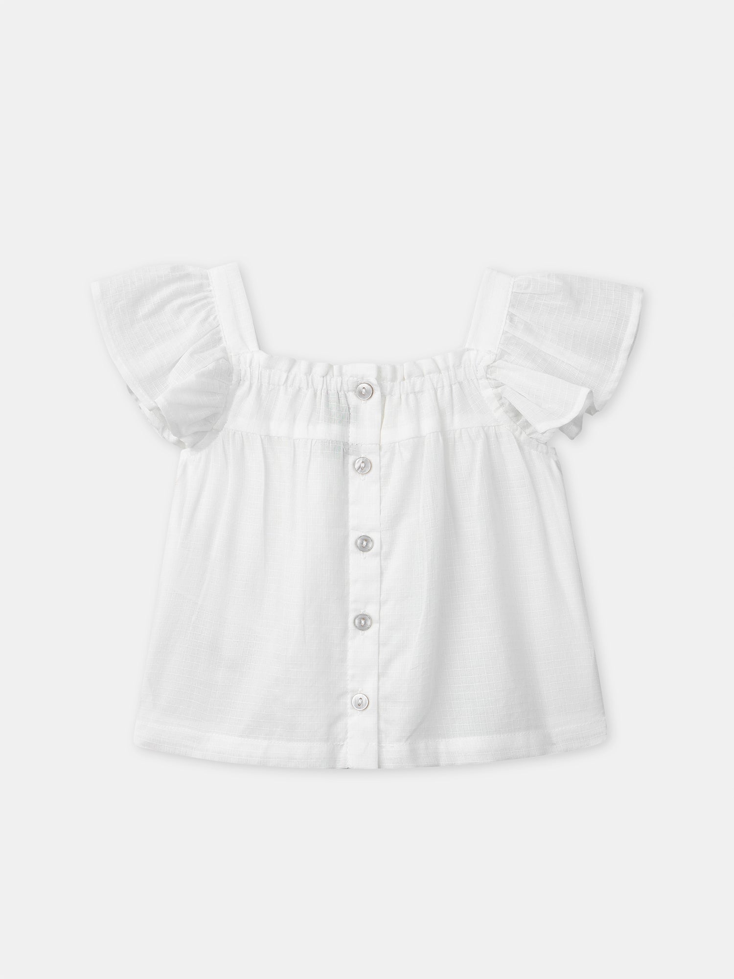 Ecru Blouse with Flower Embroidery Baby Girl