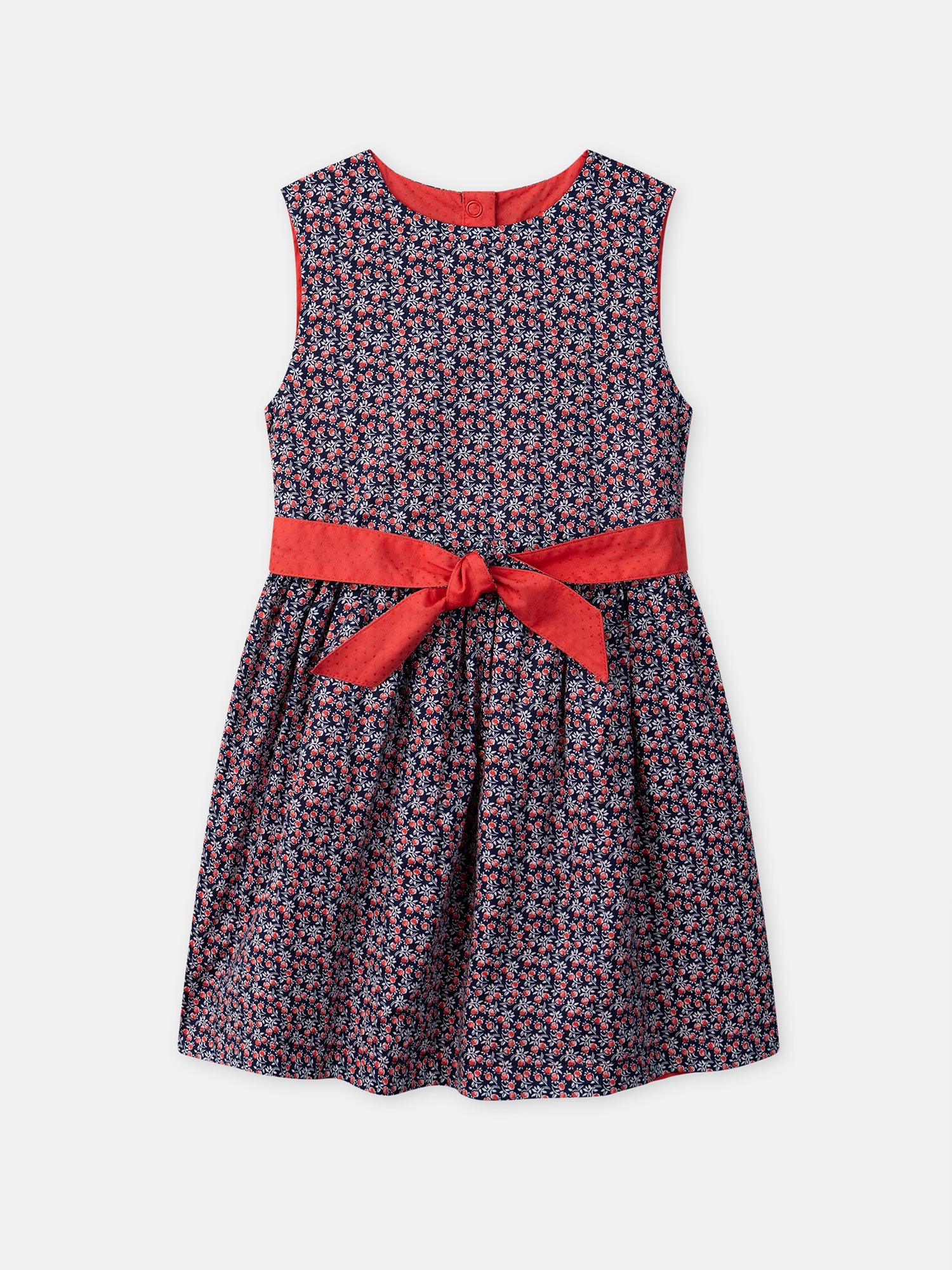 Reversible red or floral-print dress Girl