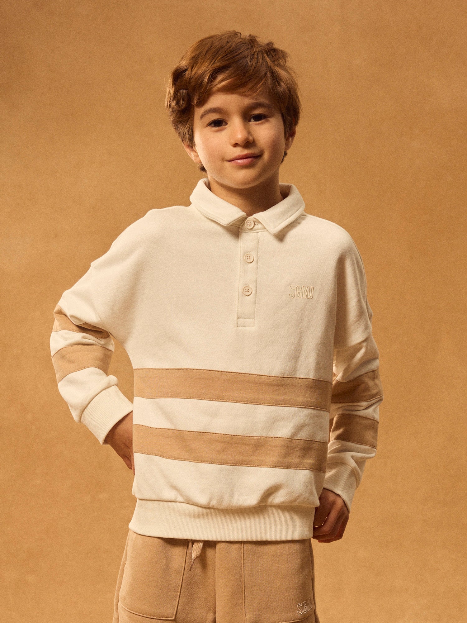 Cream sweatshirt with beige stripes Boy