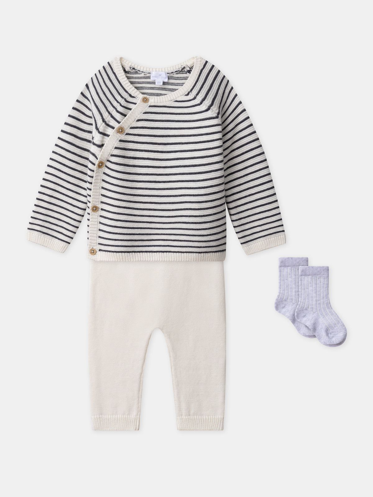 Knitted Set with Cardigan + Pants + Socks for Birth Unisex