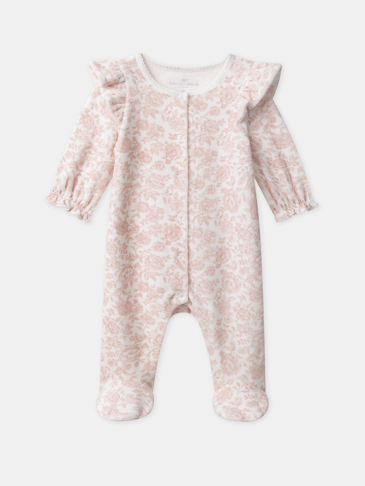 Ecru Overall with Flower Print Newborn Girl