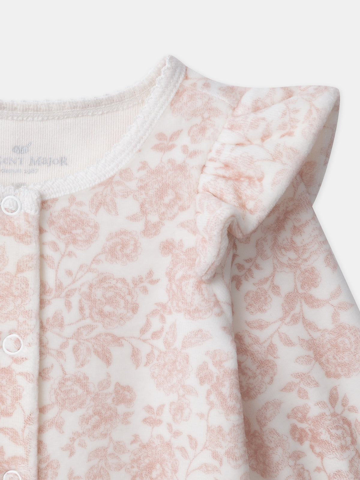 Ecru Overall with Flower Print Newborn Girl
