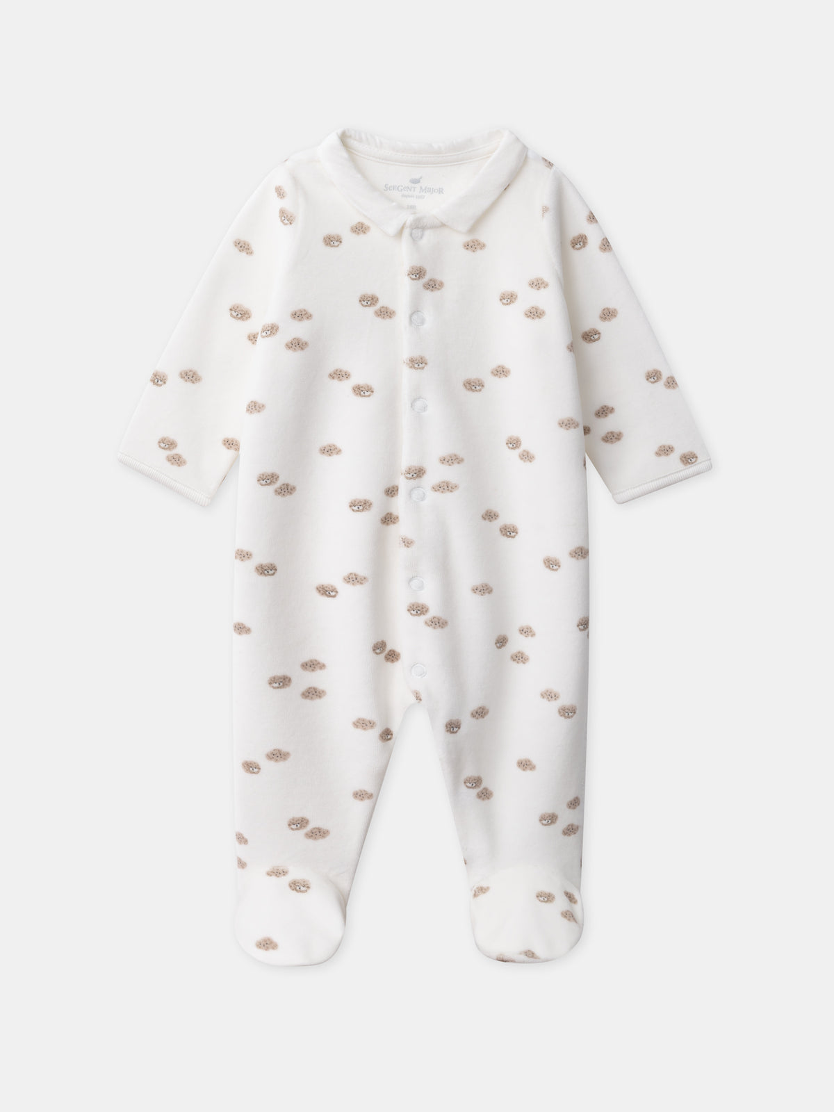 Ecru Overall with Sheep and Cloud Print Newborn Boy