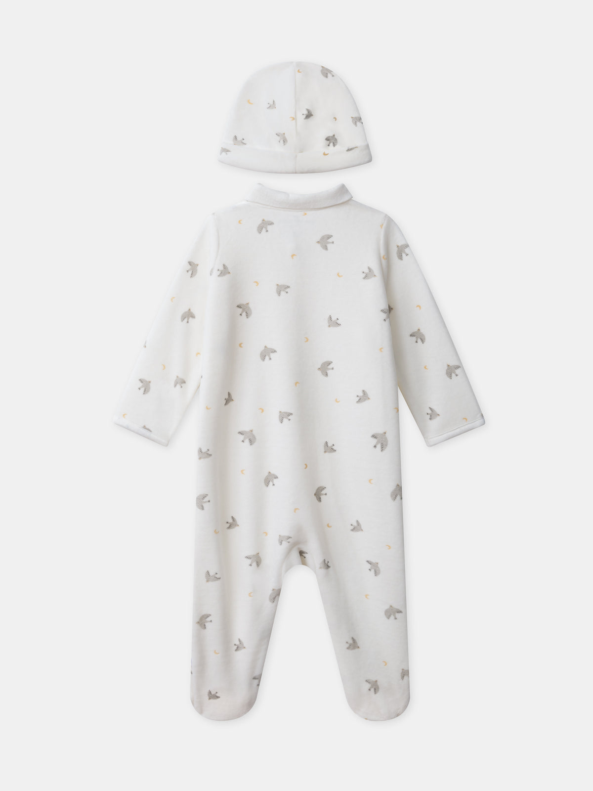 Sleepsuit + cream hat printed with birds and moons Newborn Mixed