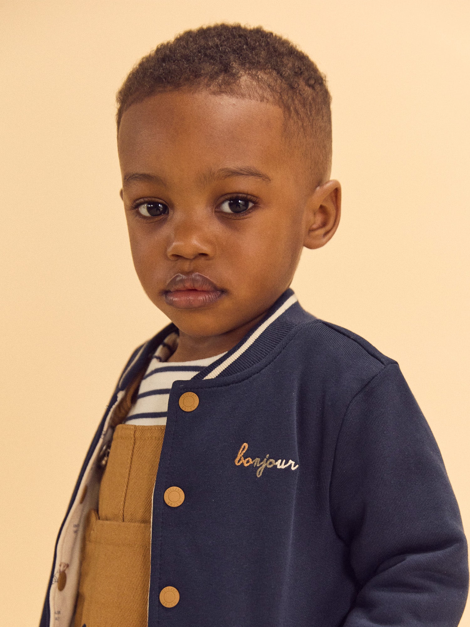 Reversible Navy Blue or Ecru Teddy Vest with Dog Print for Baby Boys