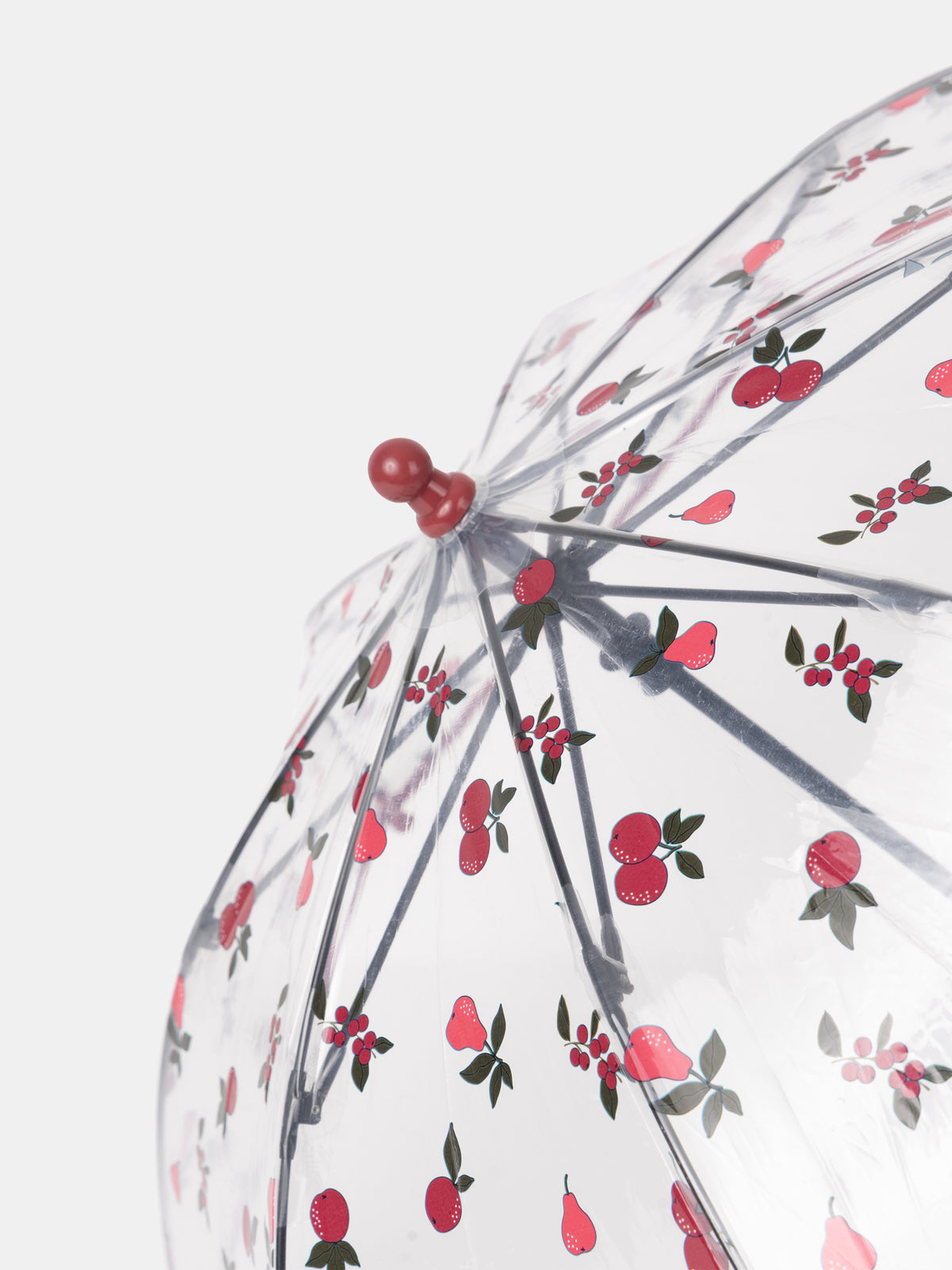 Transparent umbrella printed with berries and pears Girl