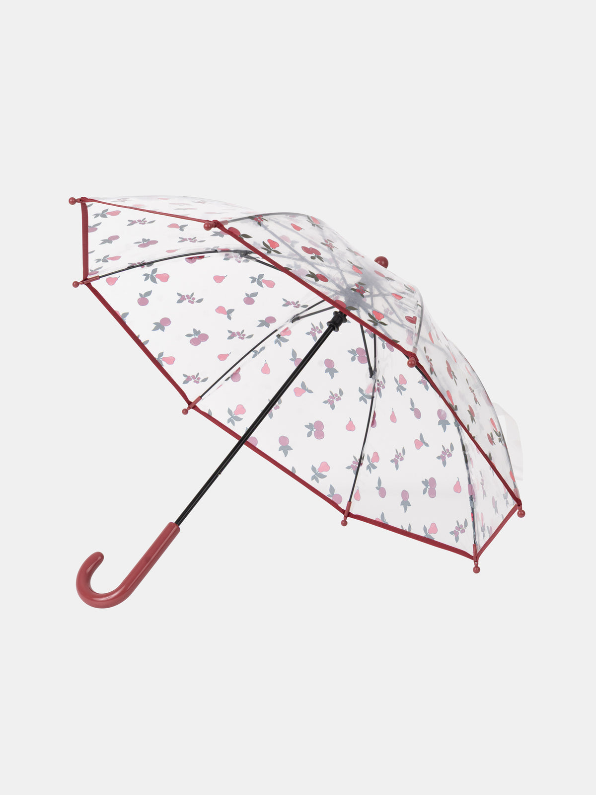 Transparent umbrella printed with berries and pears Girl