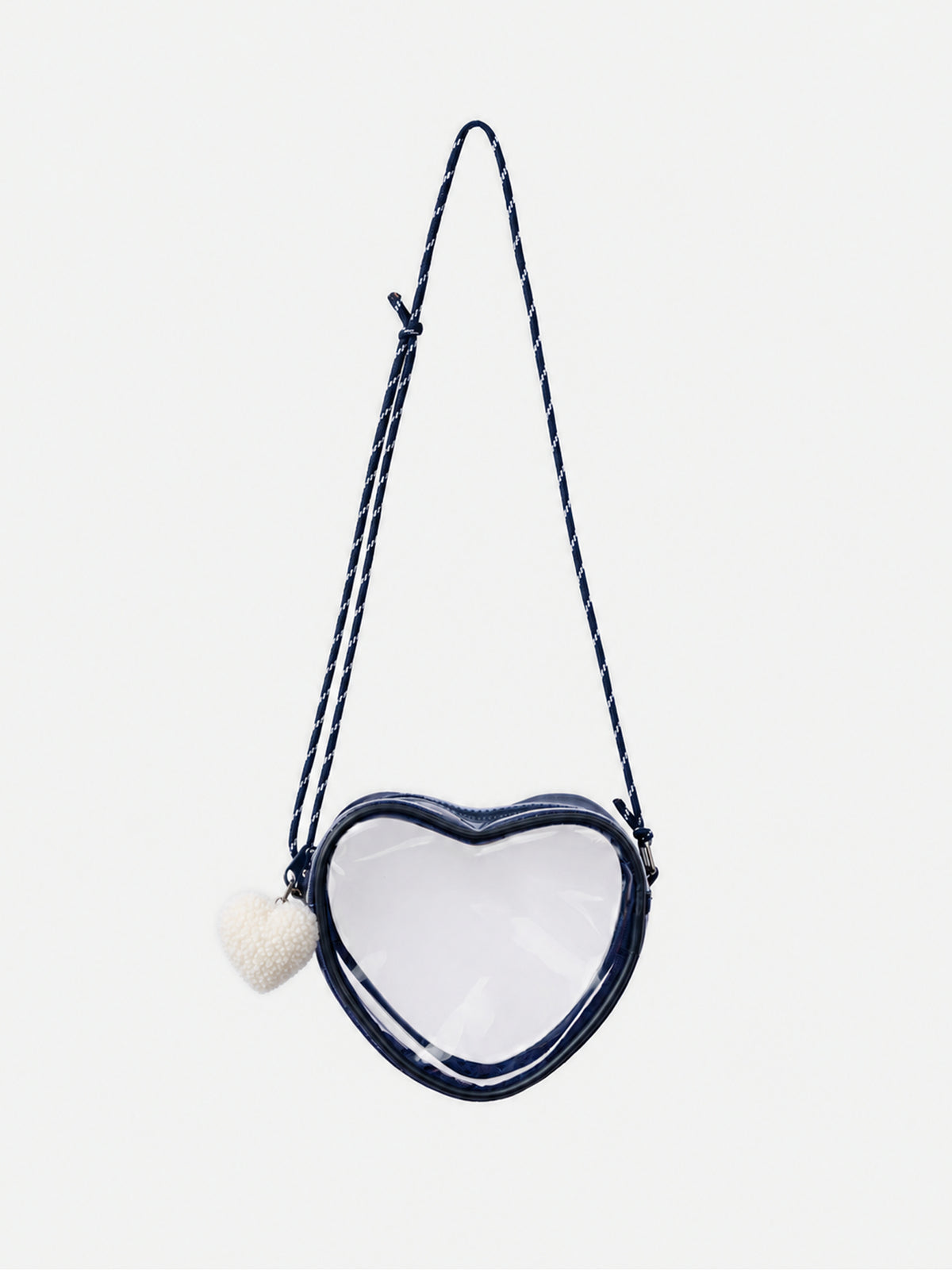 Transparent Heart Crossbody Bag with Heart Charm for Girls