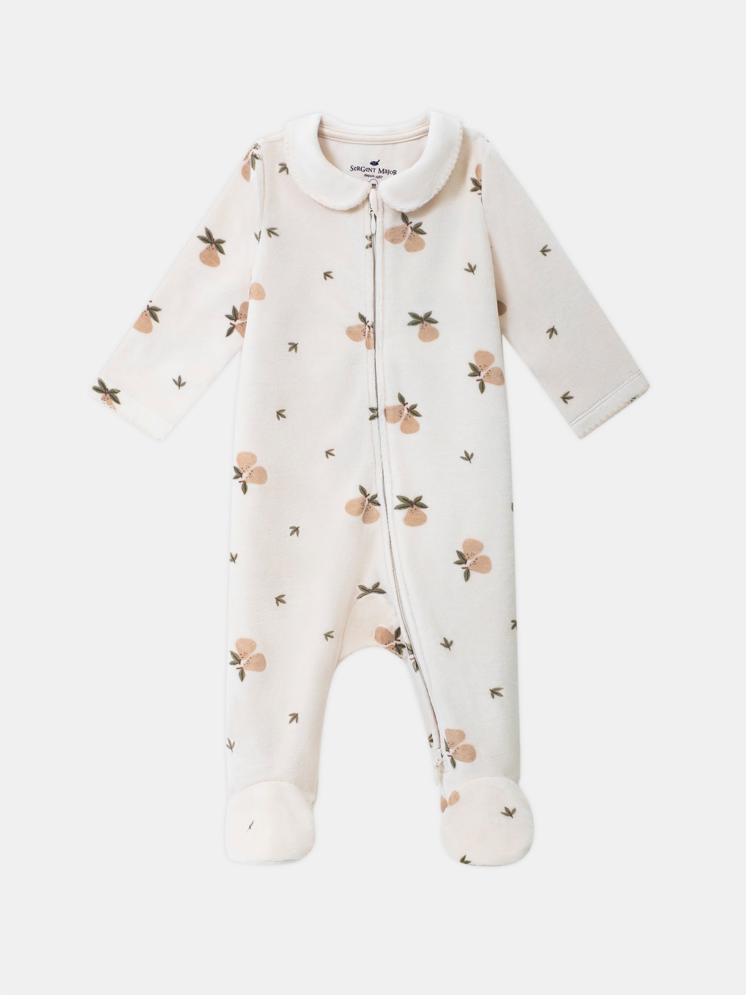 Velvet Pyjama Vanilla with Pear Print Baby Girl