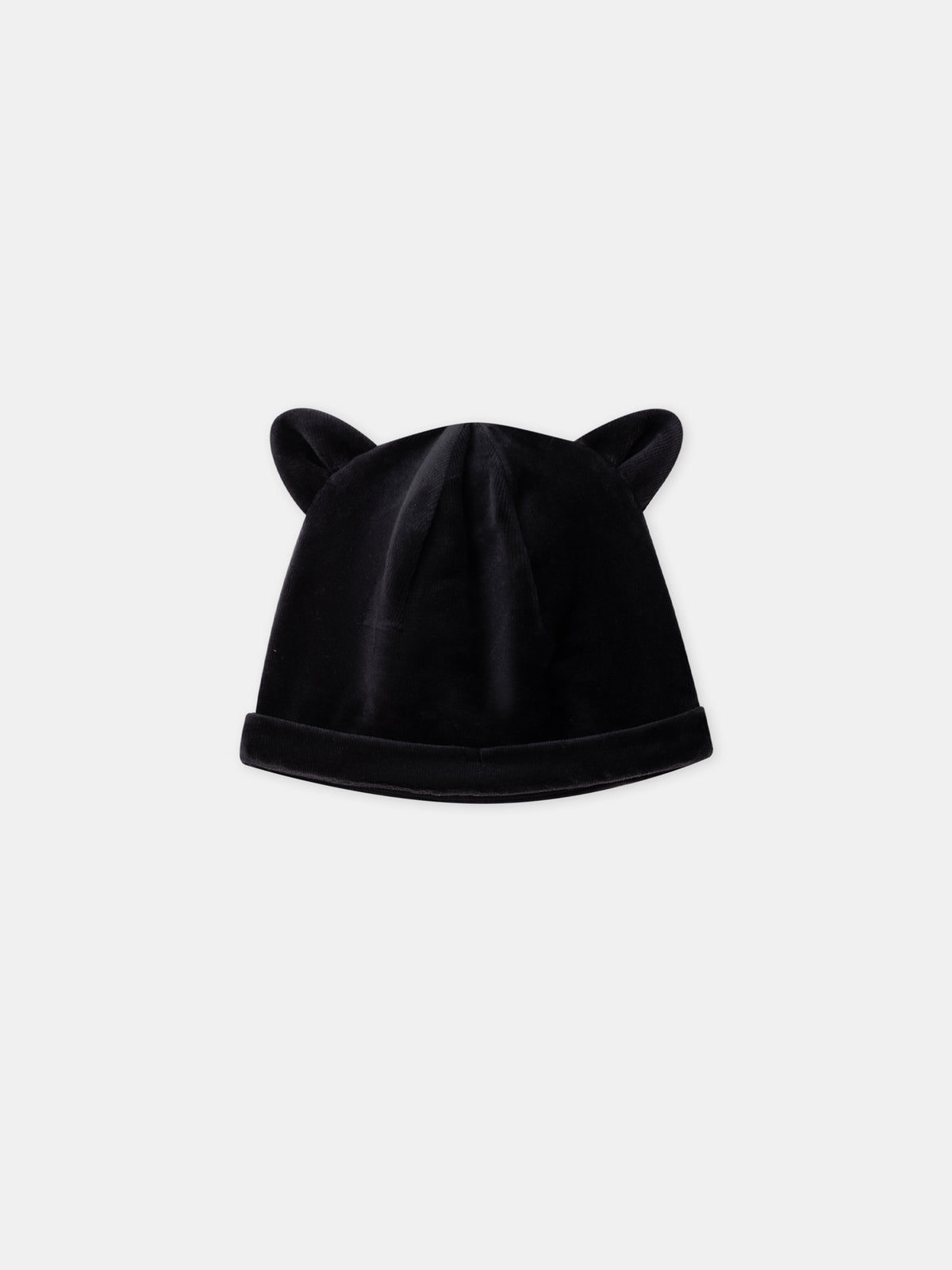 Black Velvet Cat Sleepsuit + Hat for Baby Girls