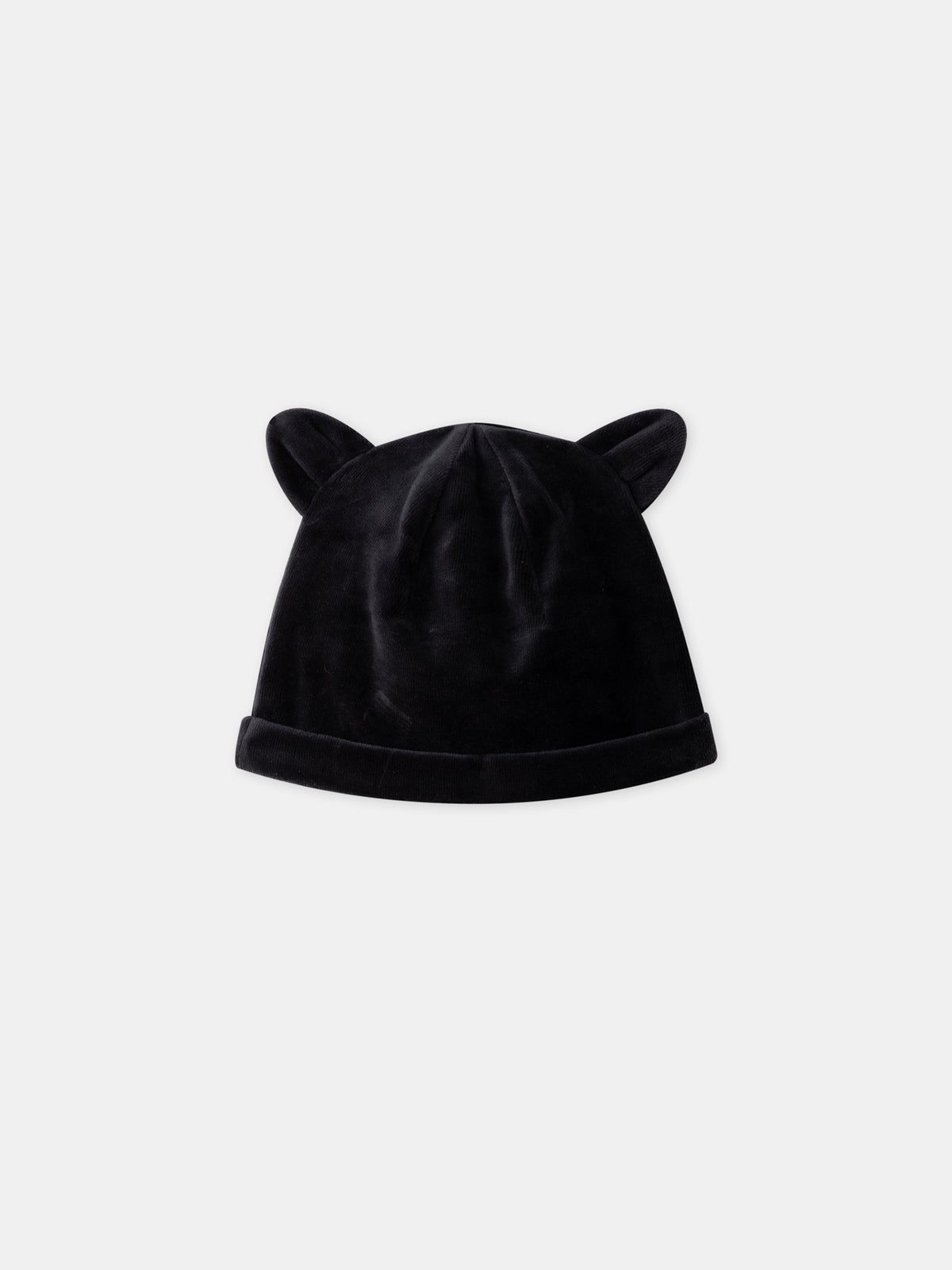 Black Velvet Cat Sleepsuit + Hat for Baby Girls