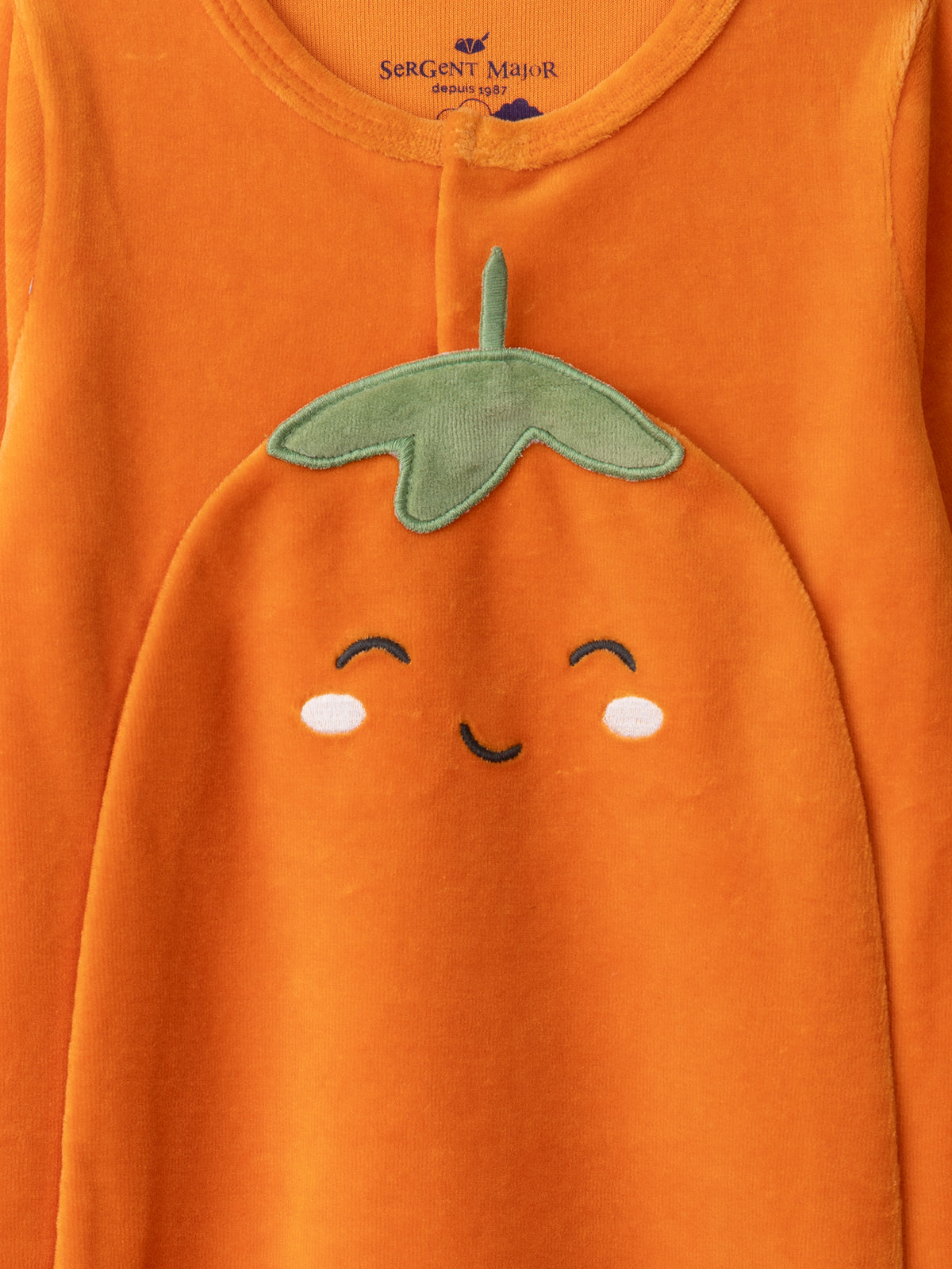 Orange Velvet Pumpkin Sleepsuit + Hat for Baby Boys