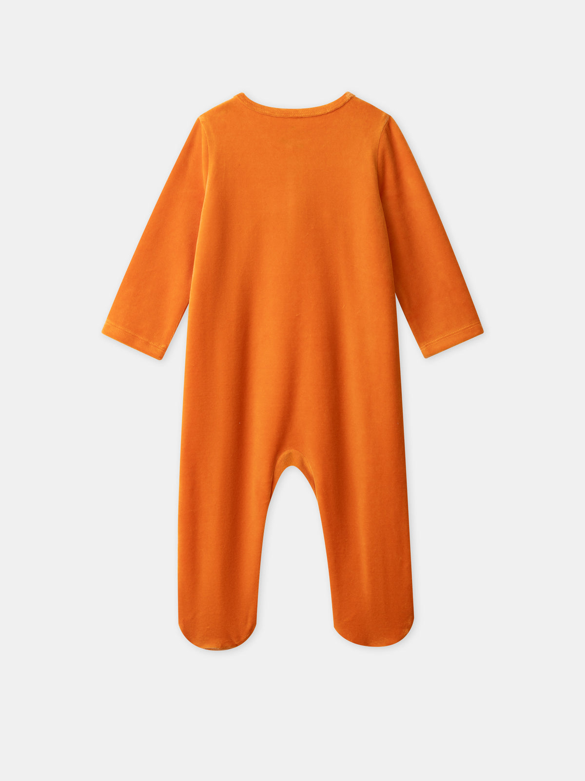 Orange Velvet Pumpkin Sleepsuit + Hat for Baby Boys