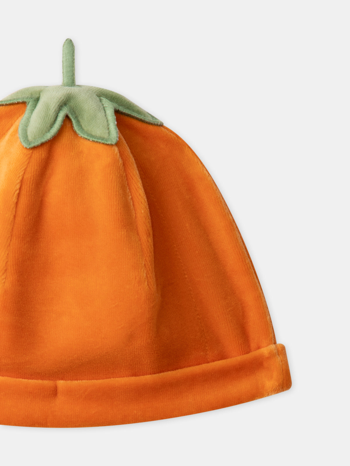 Orange Velvet Pumpkin Sleepsuit + Hat for Baby Boys