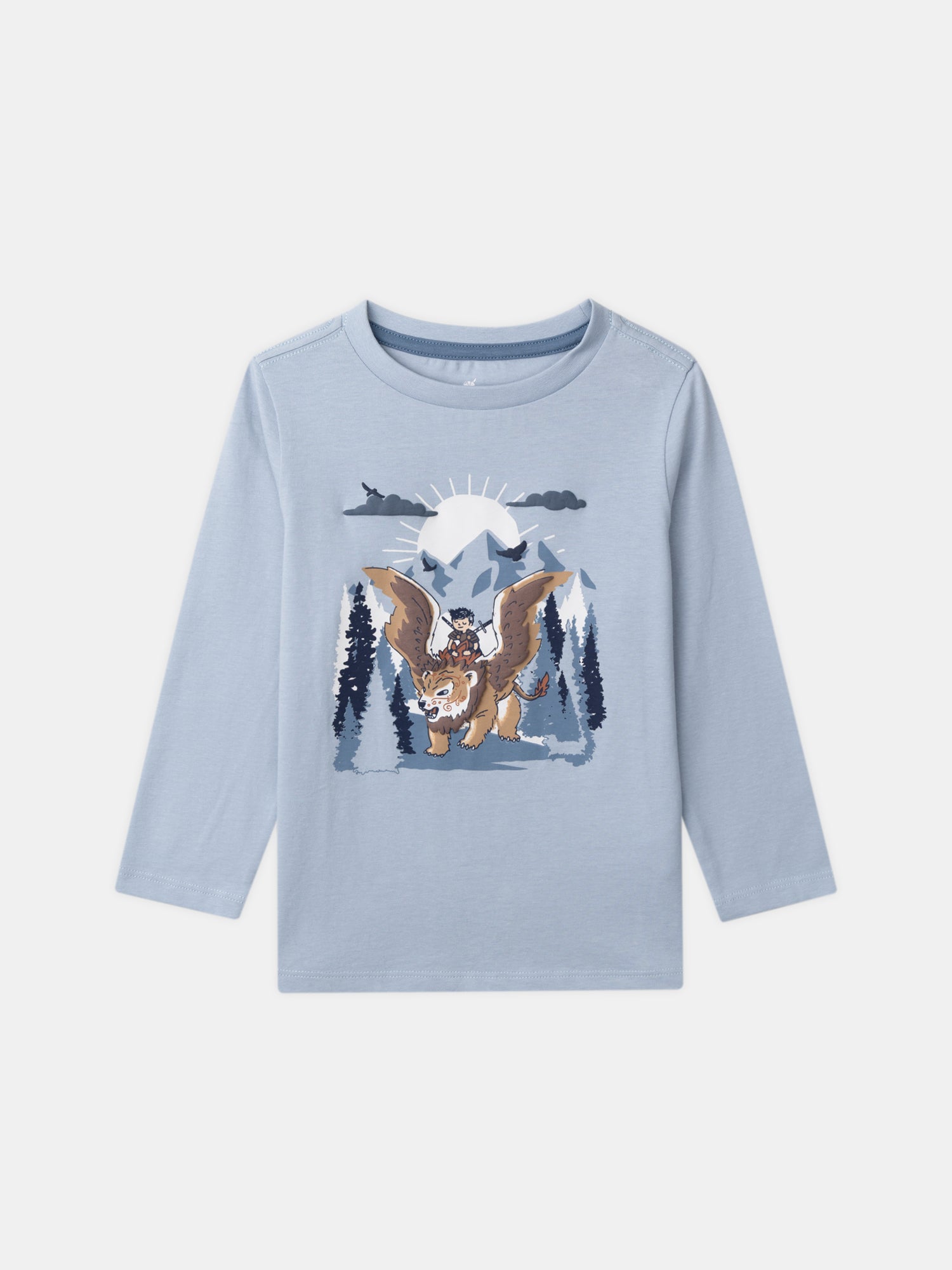 Sky Blue and Navy Blue Pajamas with Griffin Print for Boys