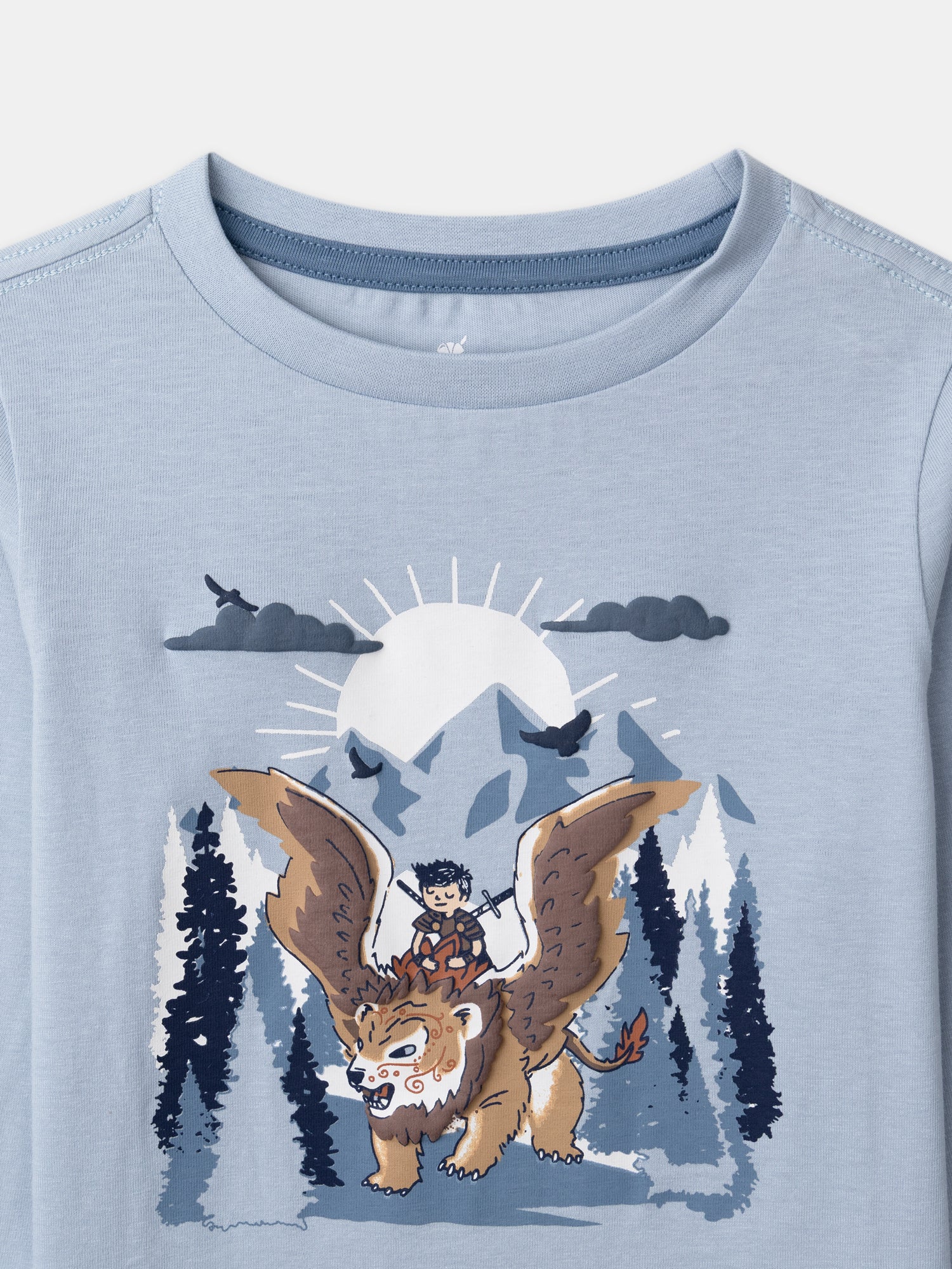 Sky Blue and Navy Blue Pajamas with Griffin Print for Boys